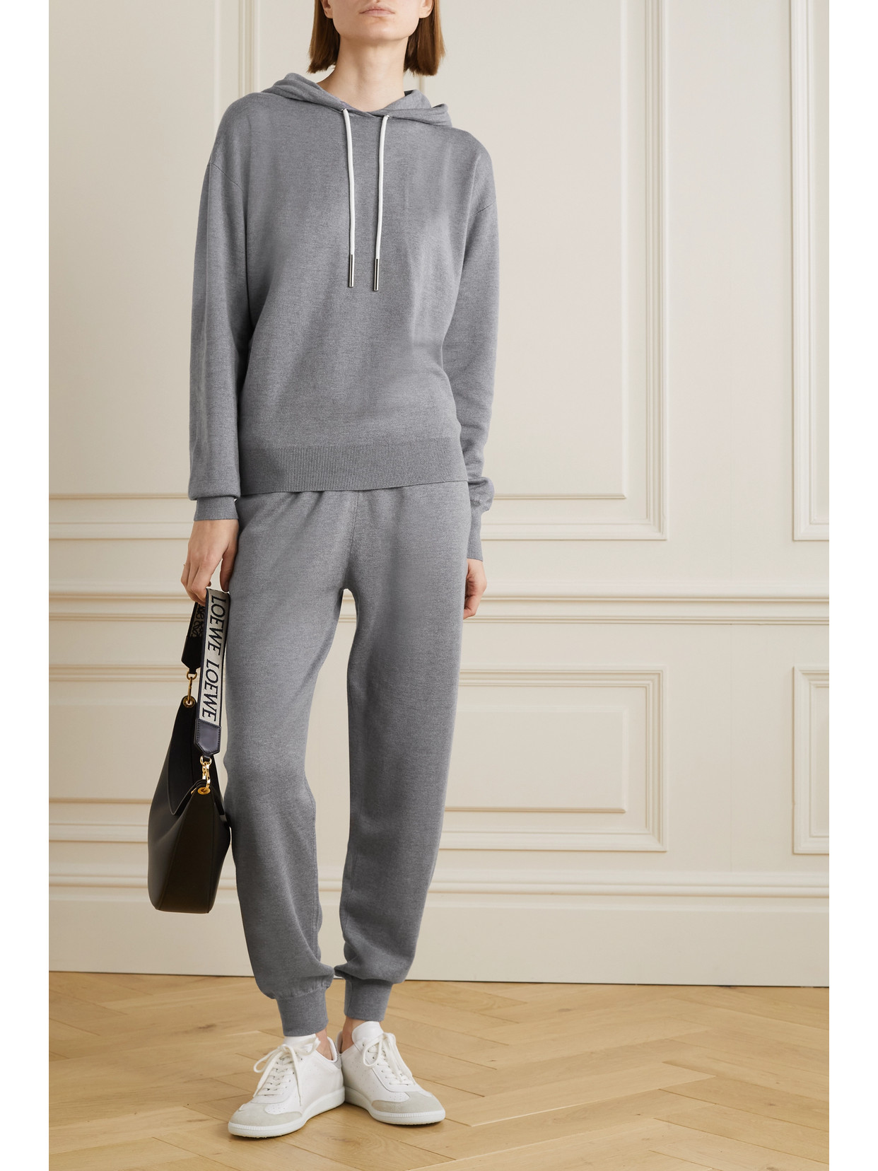 Shop Olivia Von Halle Gia London Silk And Cashmere-blend Hoodie And Track Pants Set In Gray