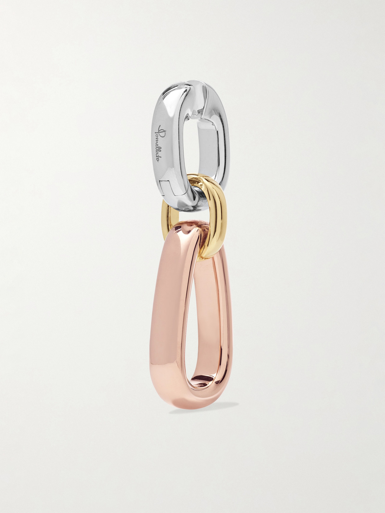 Shop Pomellato Iconica 18-karat Yellow And Rose Gold And Rhodium-plated Earrings