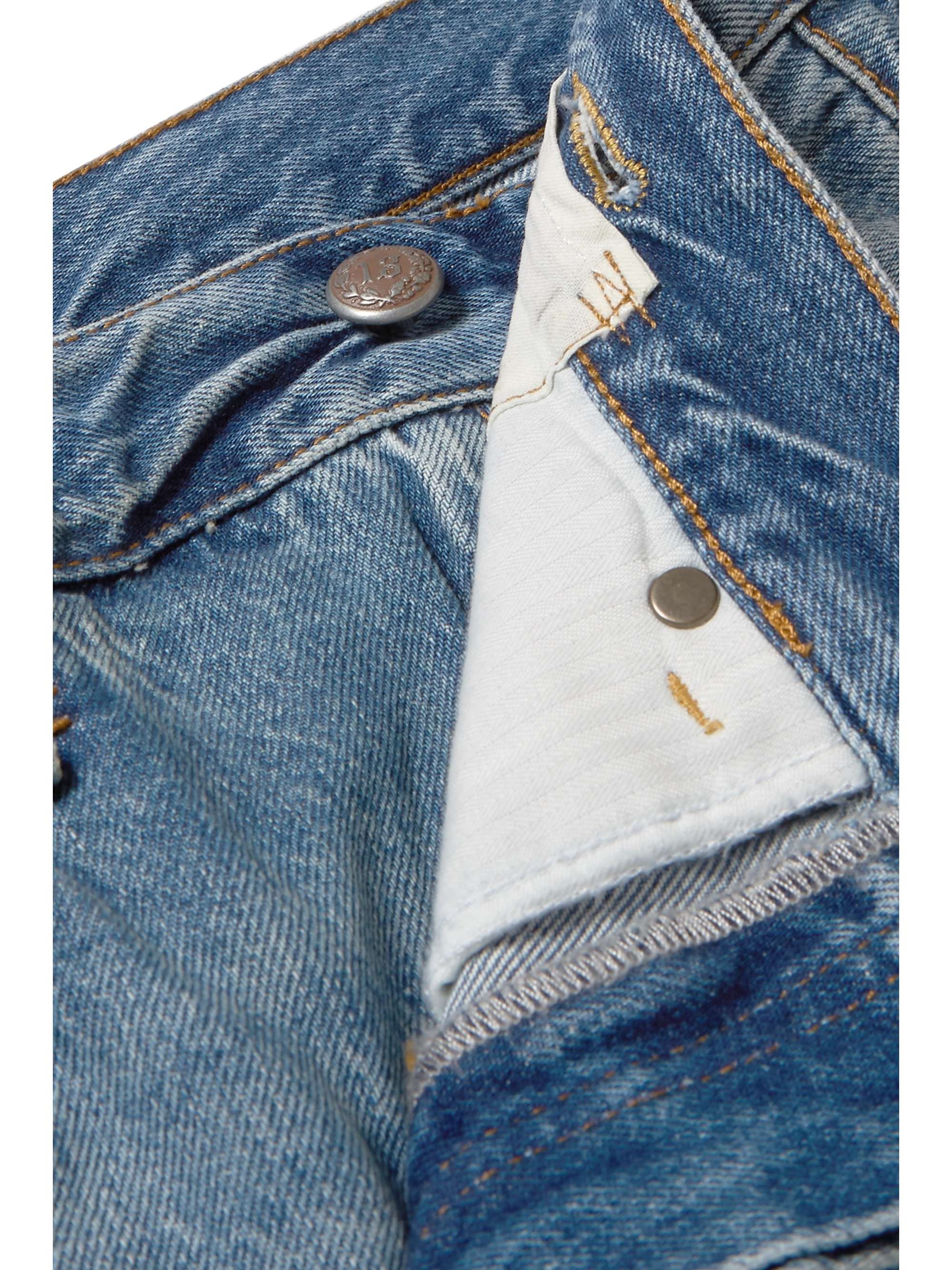 R13 Crossover asymmetric distressed high-rise wide-leg jeans