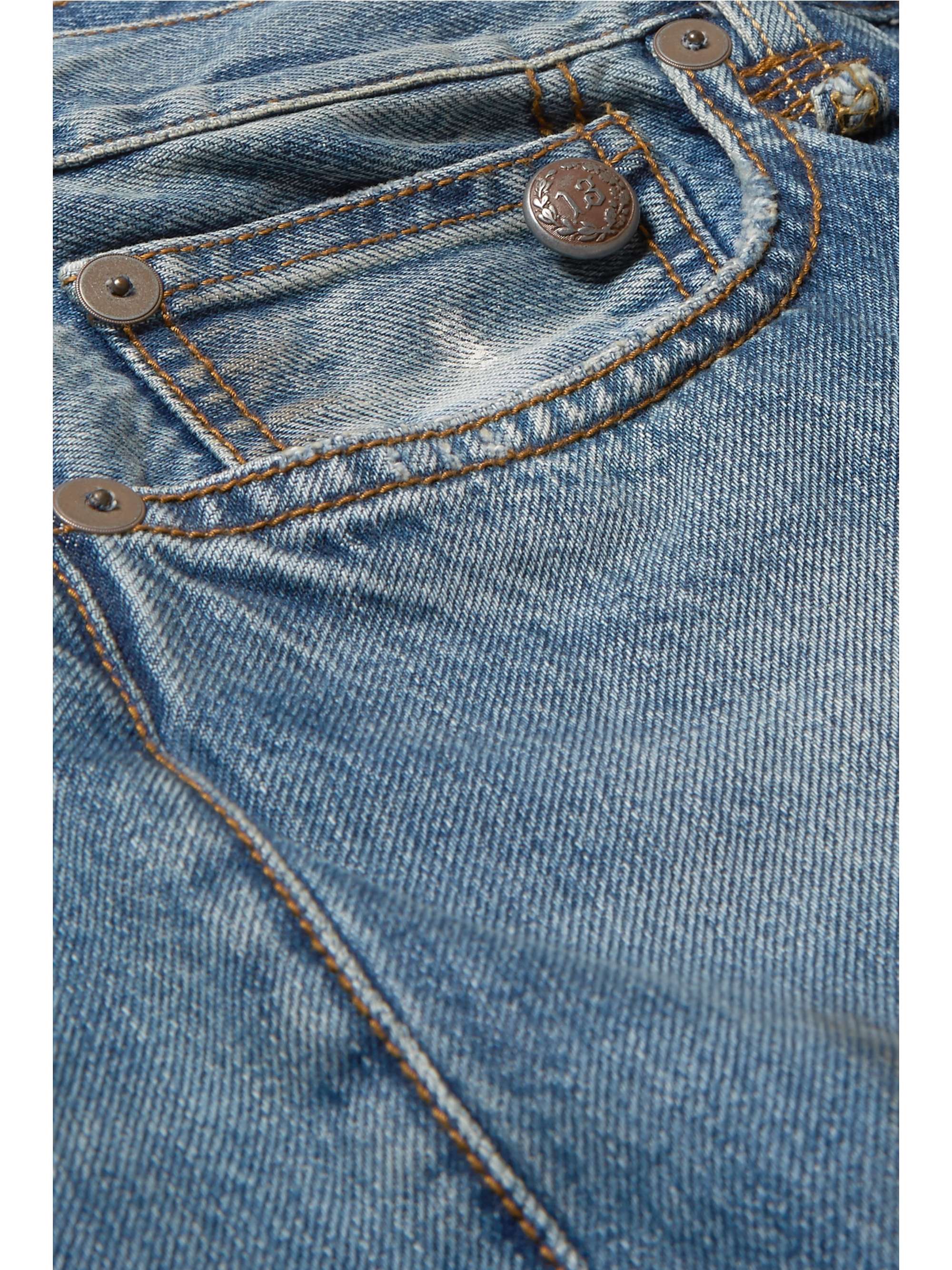 R13 Crossover asymmetric distressed high-rise wide-leg jeans