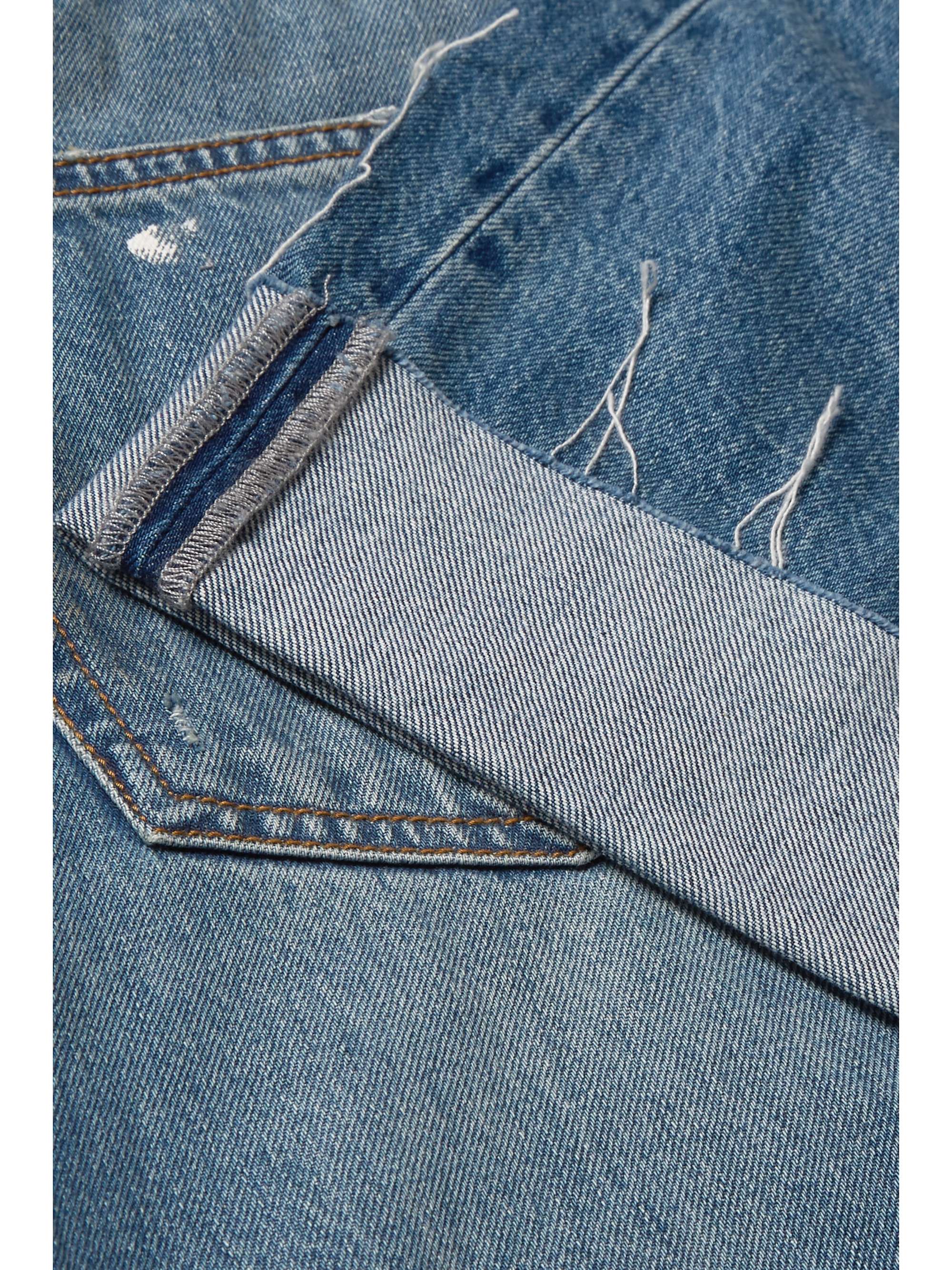 R13 Crossover asymmetric distressed high-rise wide-leg jeans