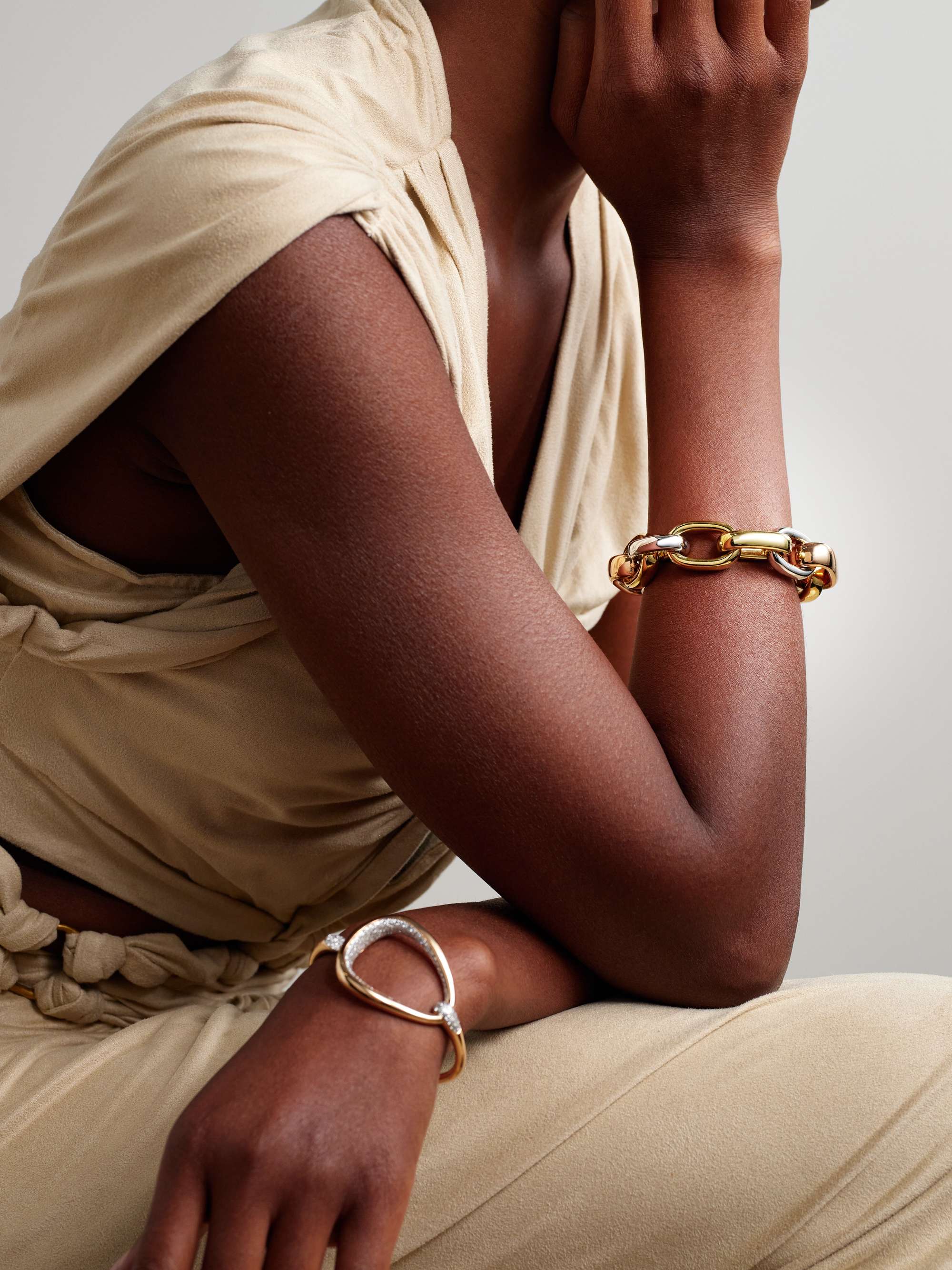 POMELLATO Iconica 18-karat yellow and rose gold and rhodium-plated bracelet