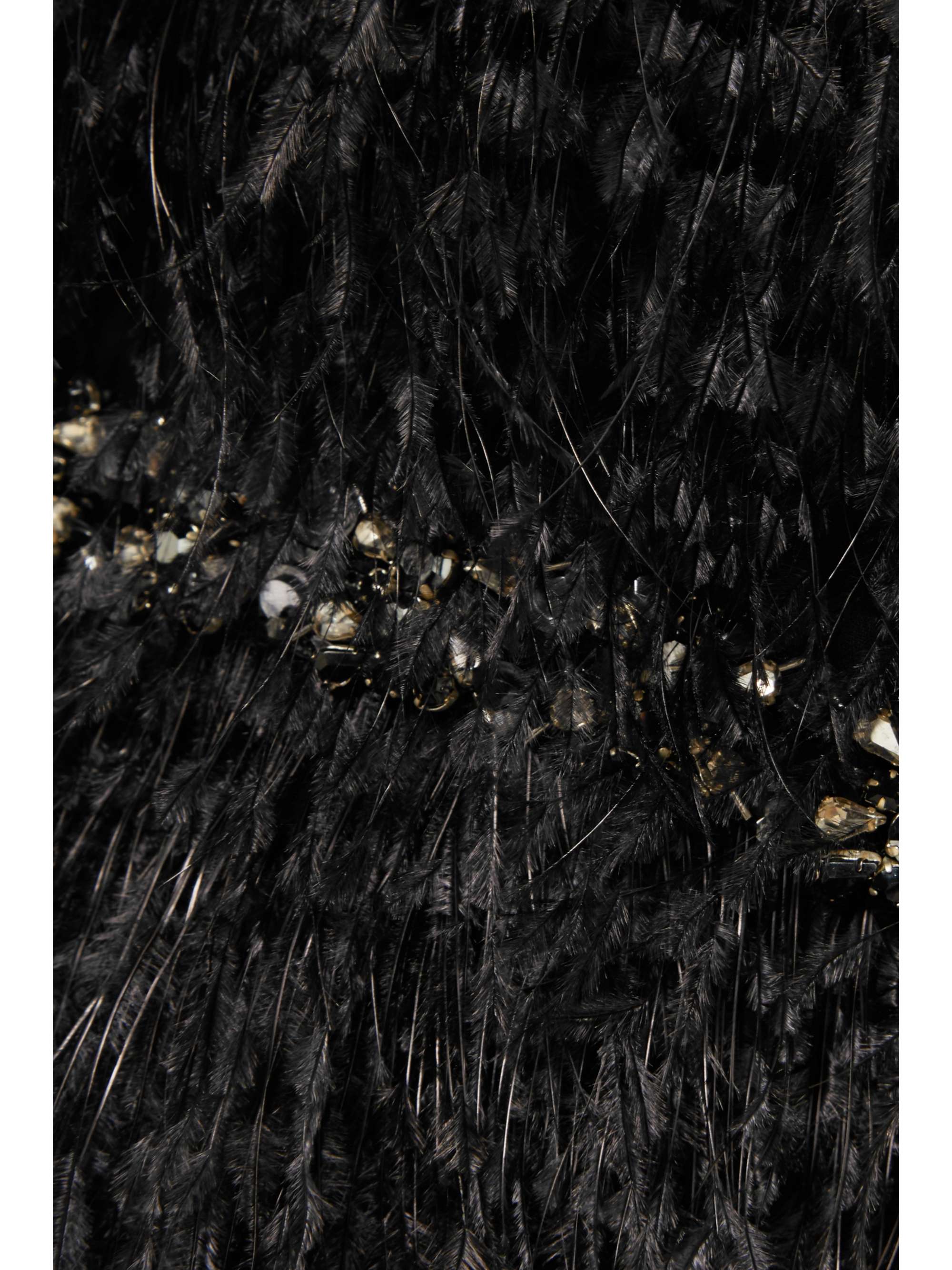 RALPH & RUSSO Embellished feather-trimmed velvet and crepe de chine mini dress