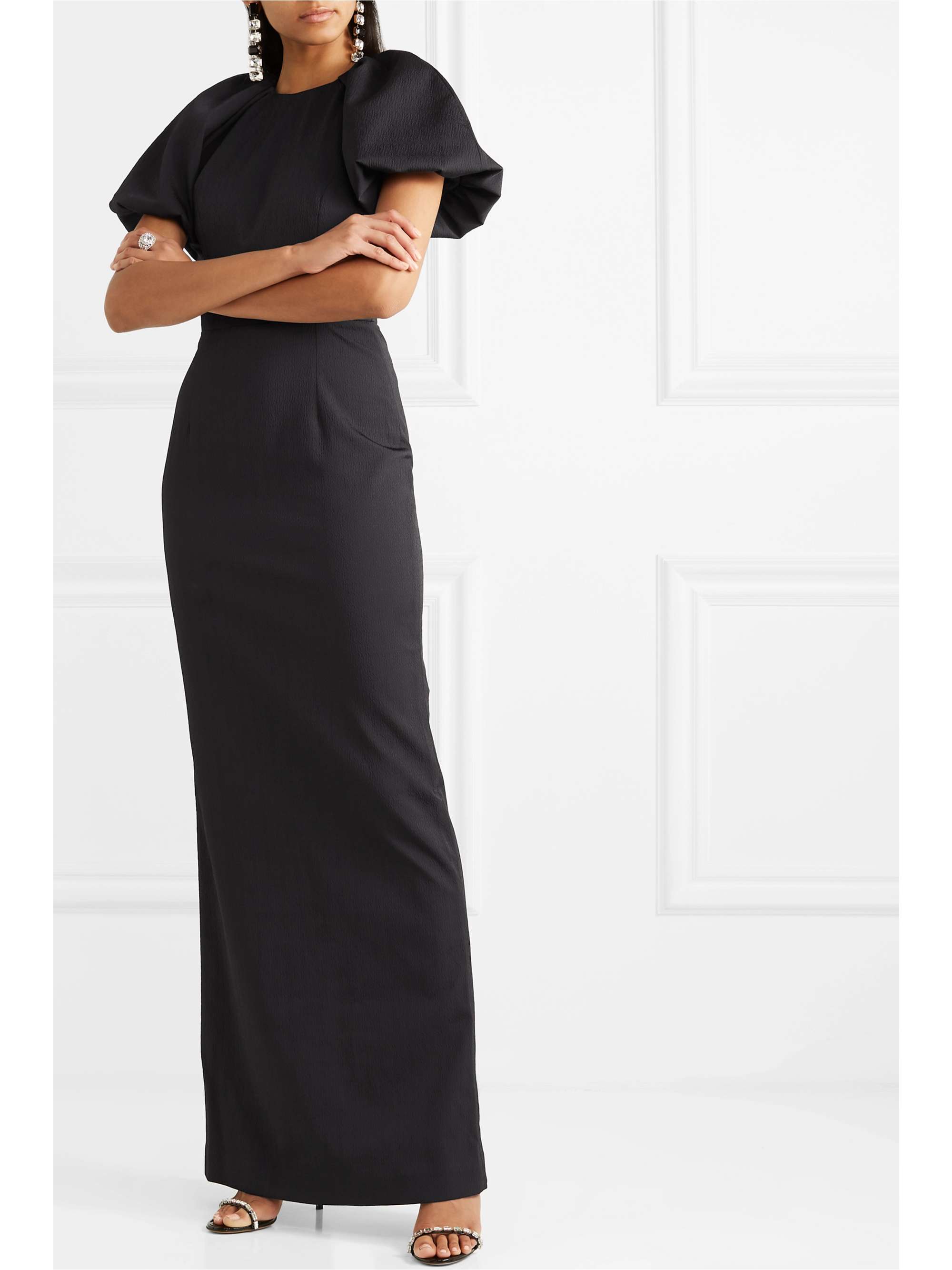 REBECCA VALLANCE Winslow open-back cloqué gown