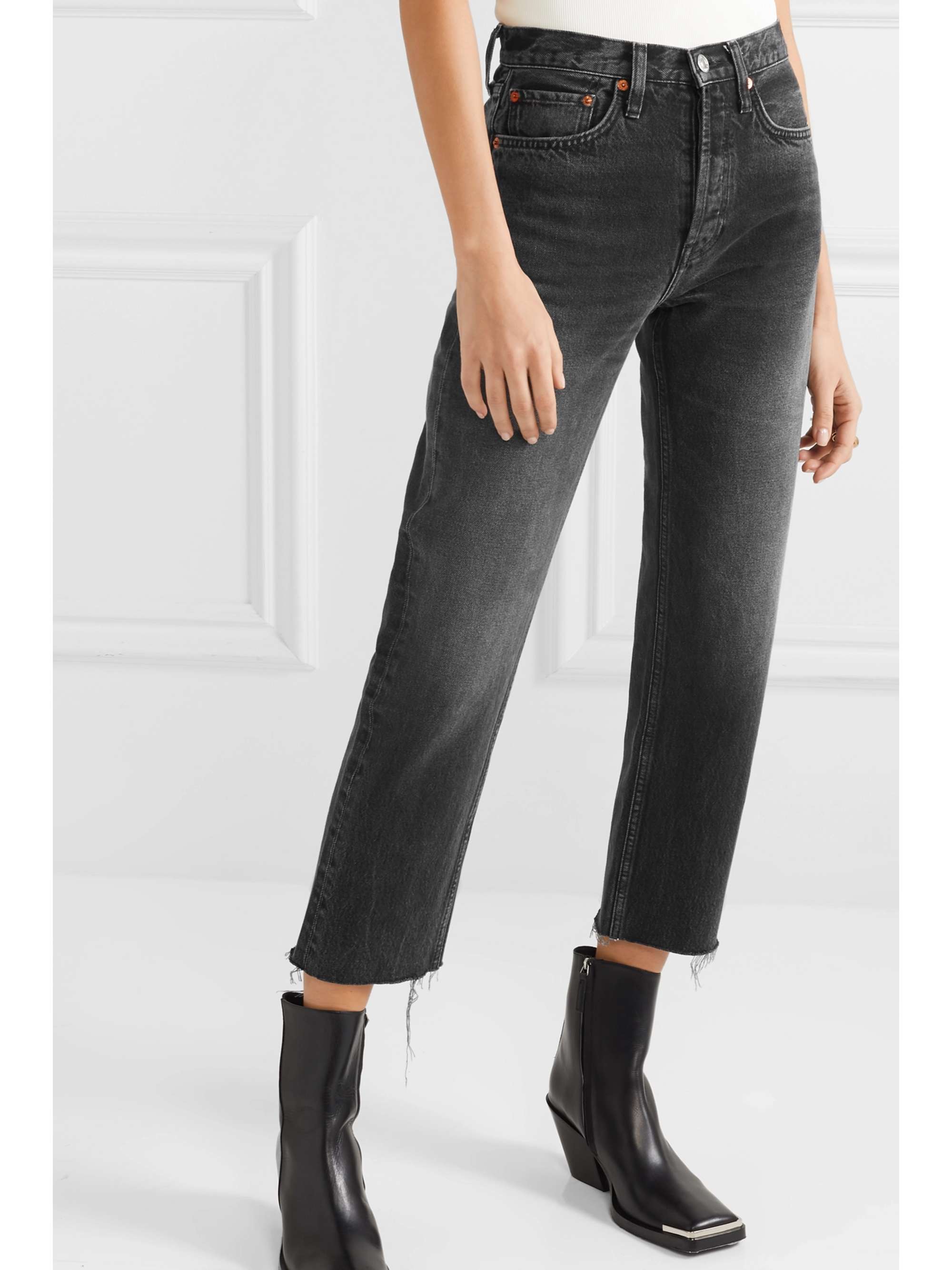 RE/DONE Originals Stove Pipe cropped high-rise straight-leg jeans