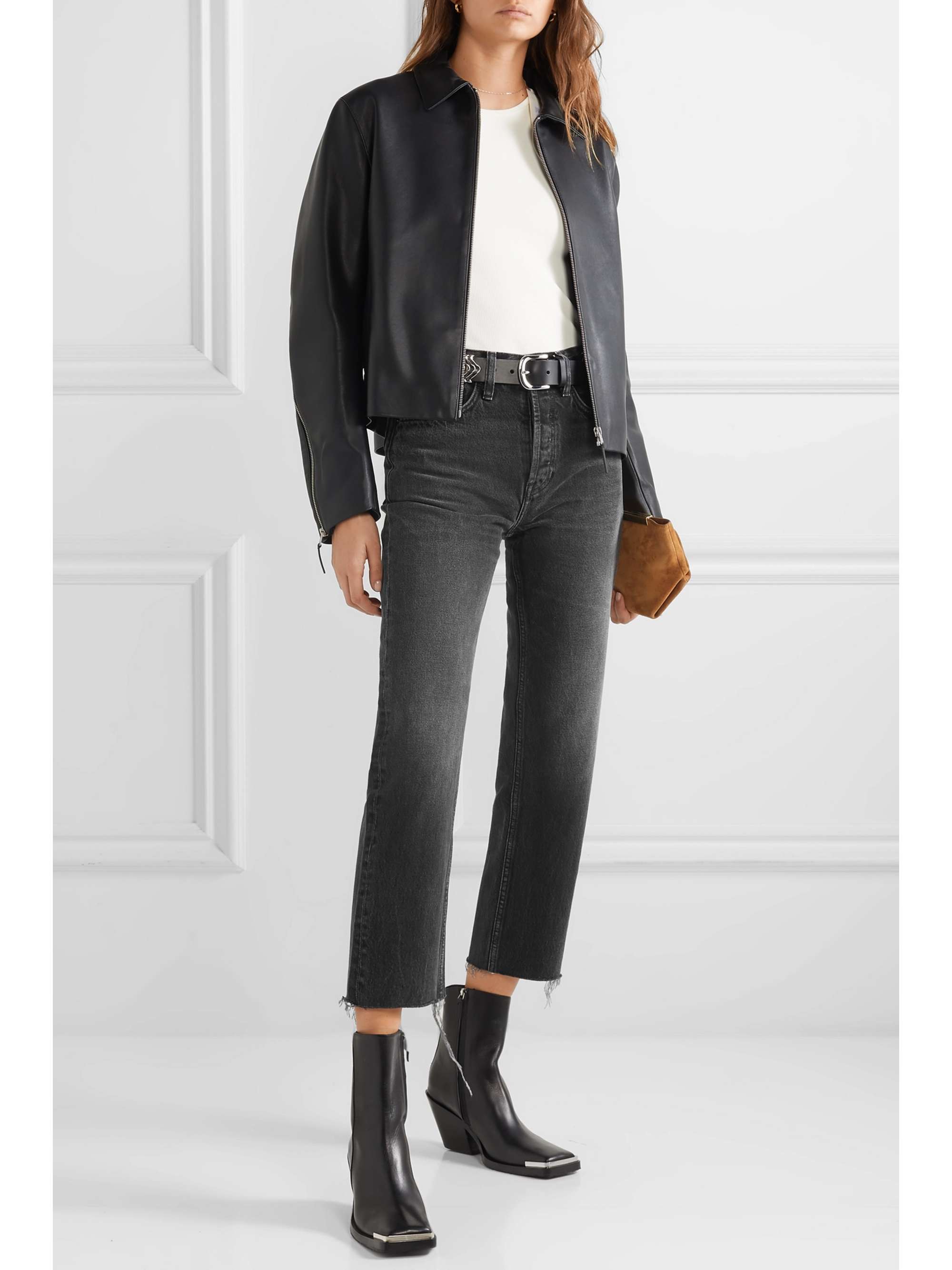 RE/DONE Originals Stove Pipe cropped high-rise straight-leg jeans