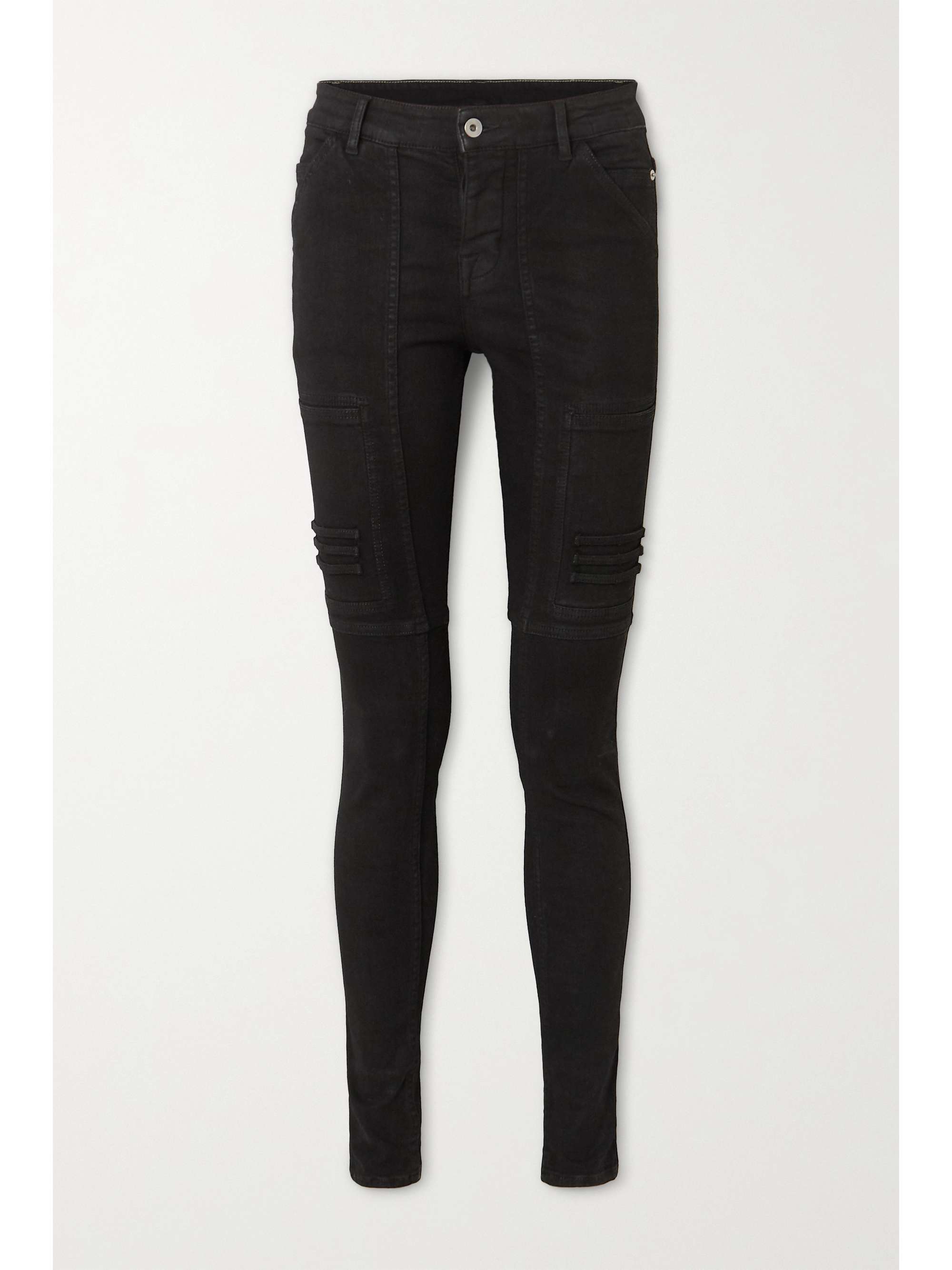 RICK OWENS Nagakin paneled mid-rise skinny jeans