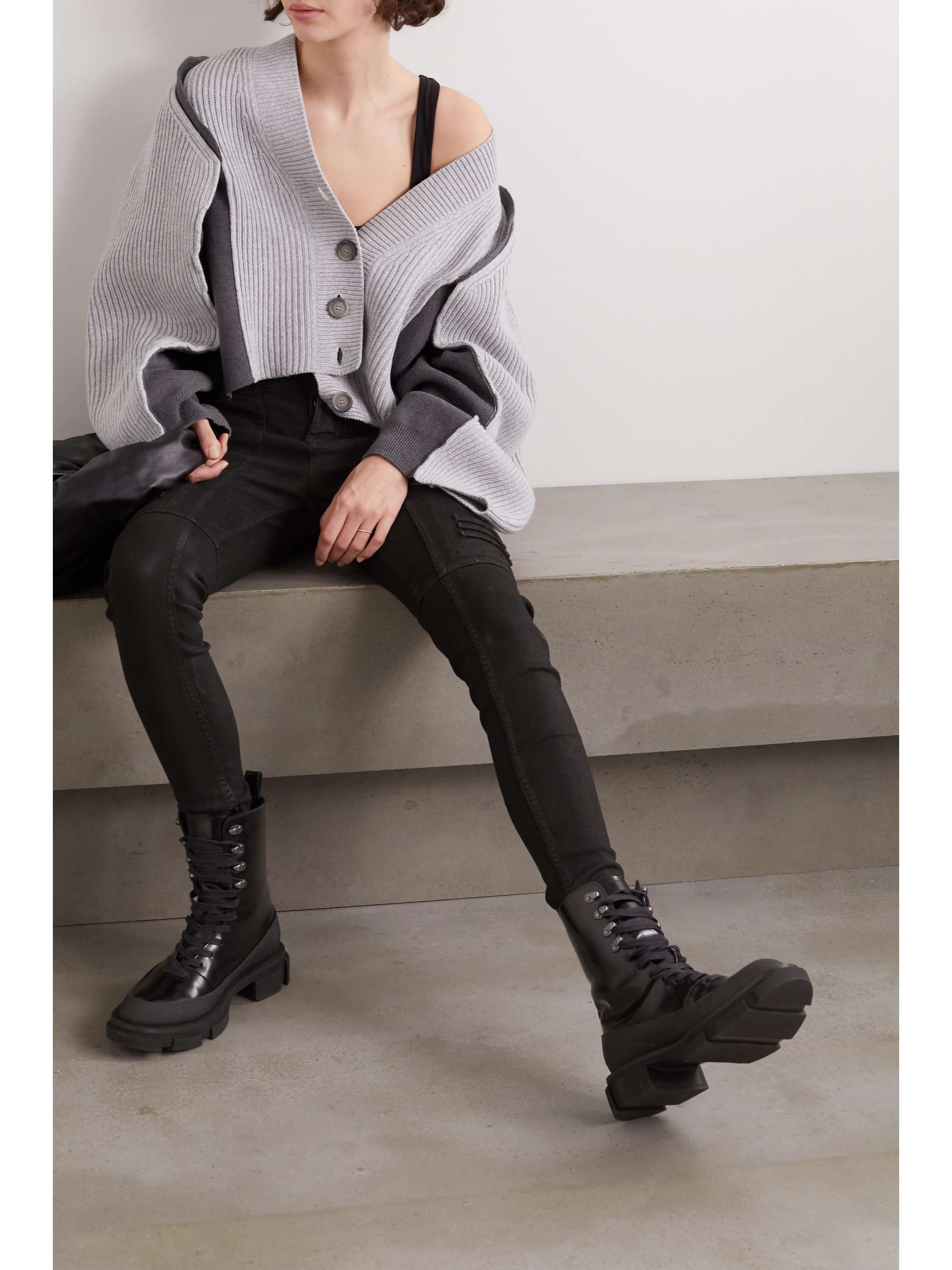 RICK OWENS Nagakin paneled mid-rise skinny jeans