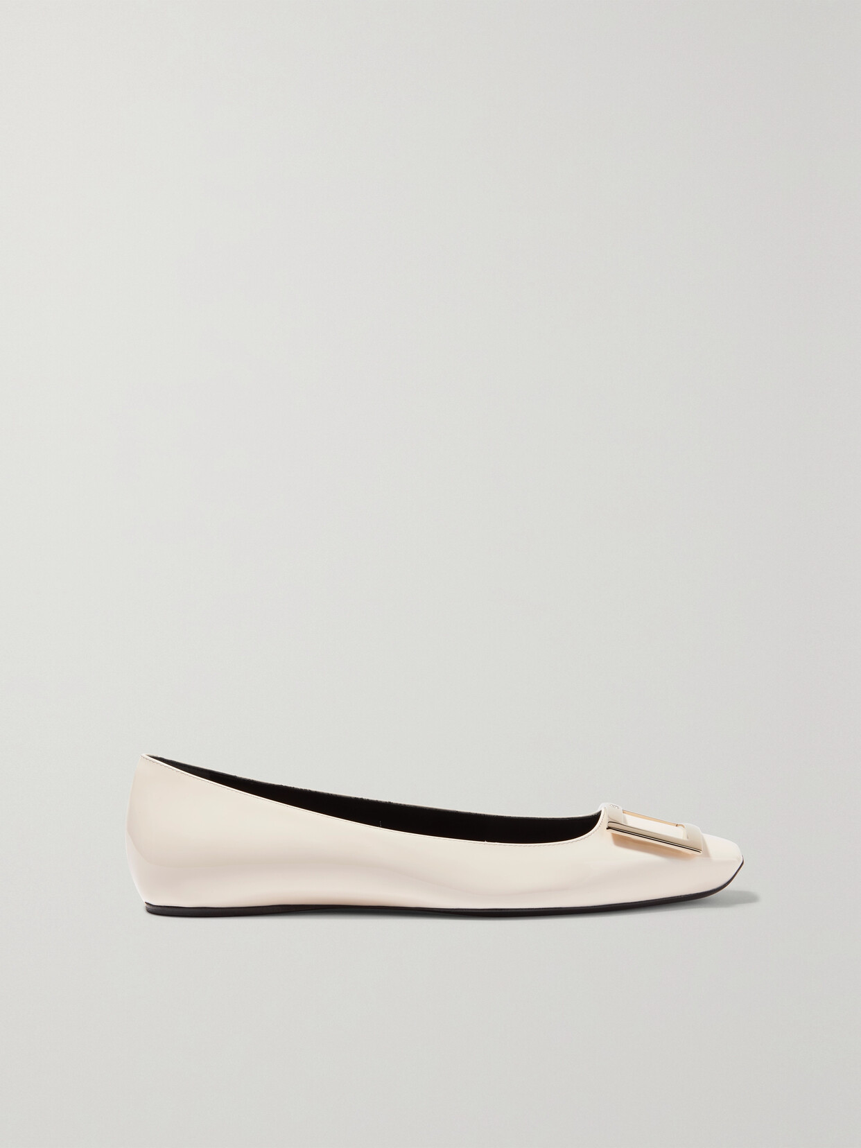Roger Vivier Trompette Bellerine Patent-leather Ballet Flats In White