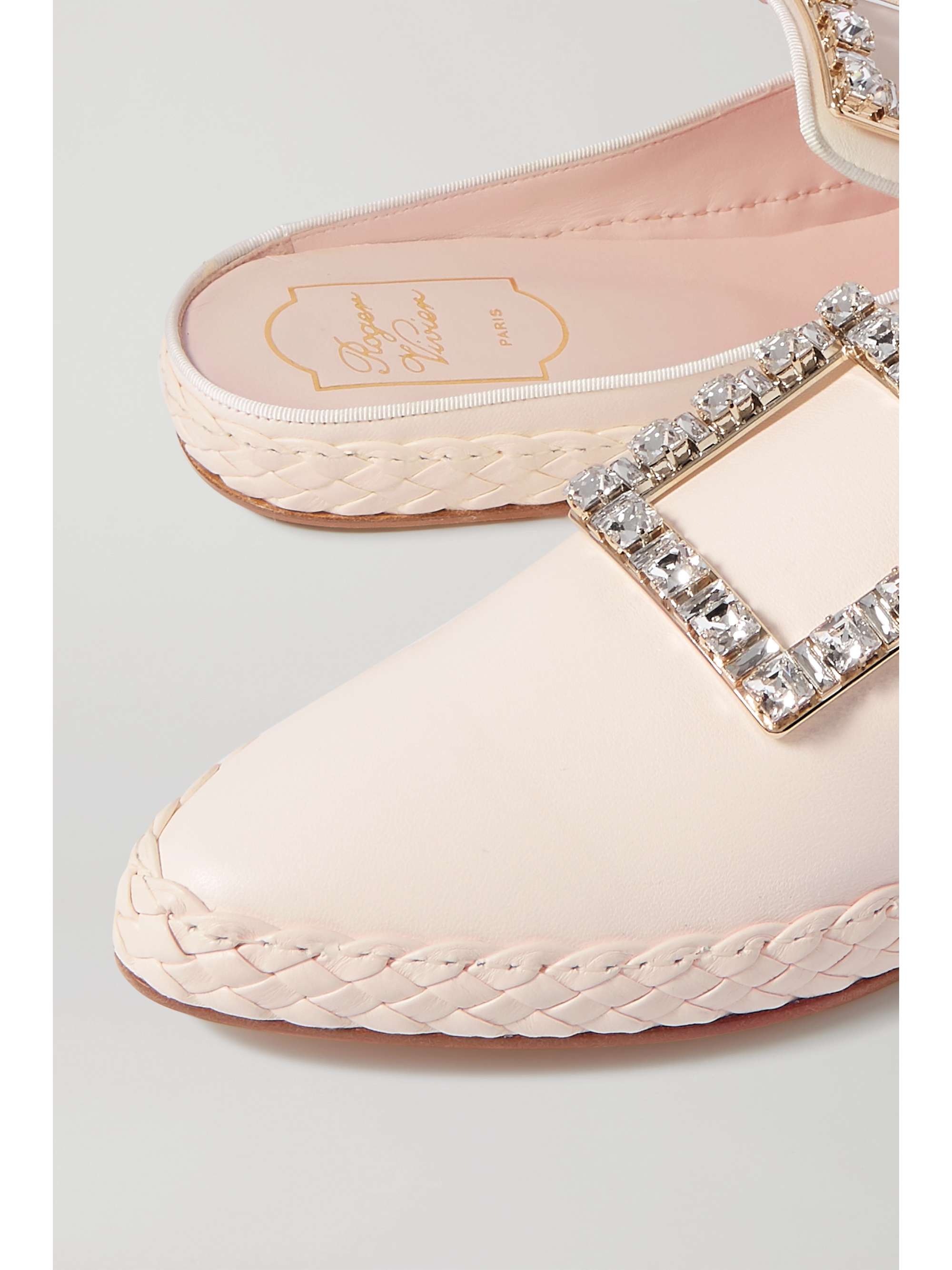ROGER VIVIER RV Lounge Slippers aus Leder mit Kristallen