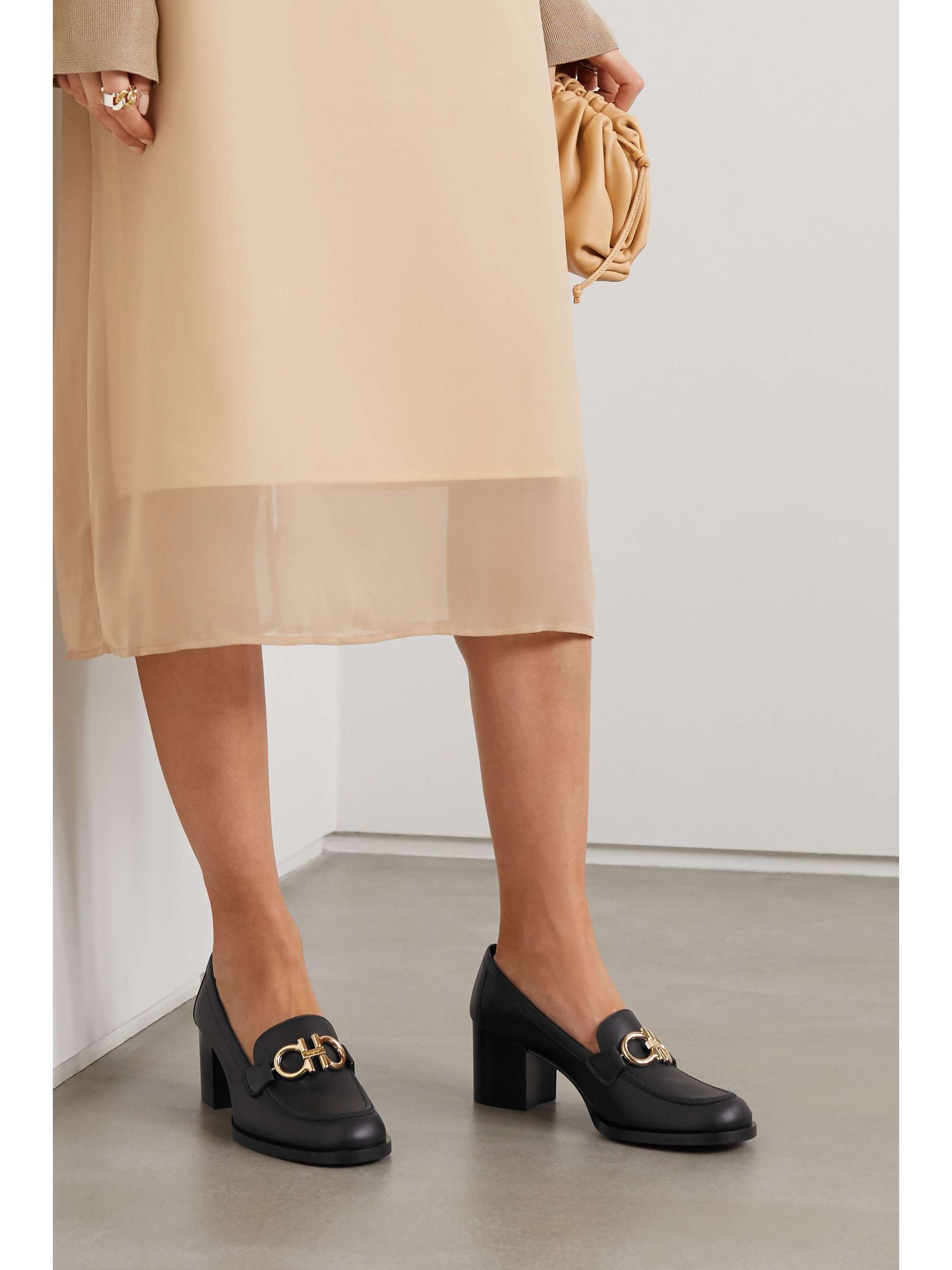 FERRAGAMO Rolo embellished leather loafers