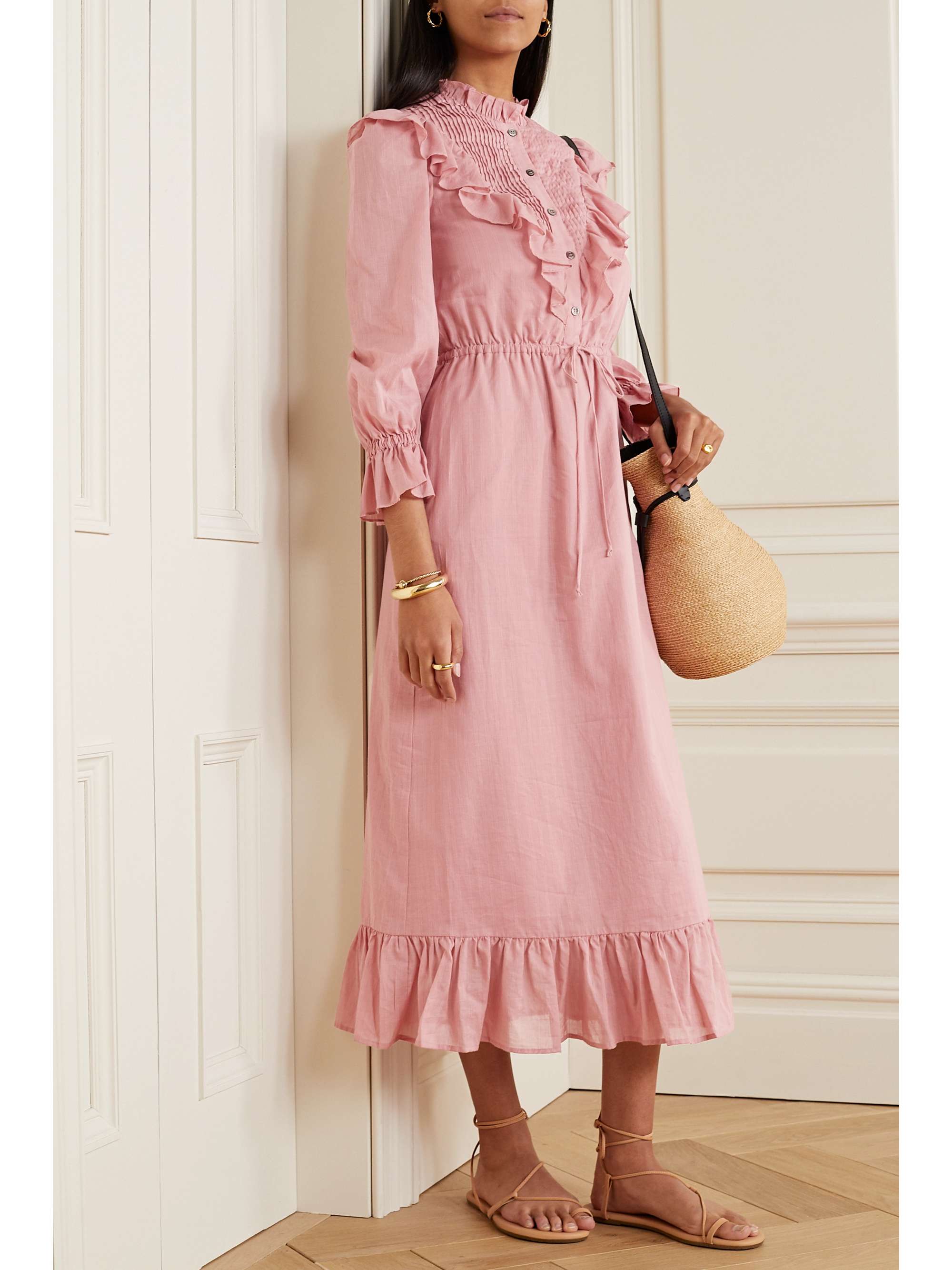 SEA Clara ruffled cotton-voile dress