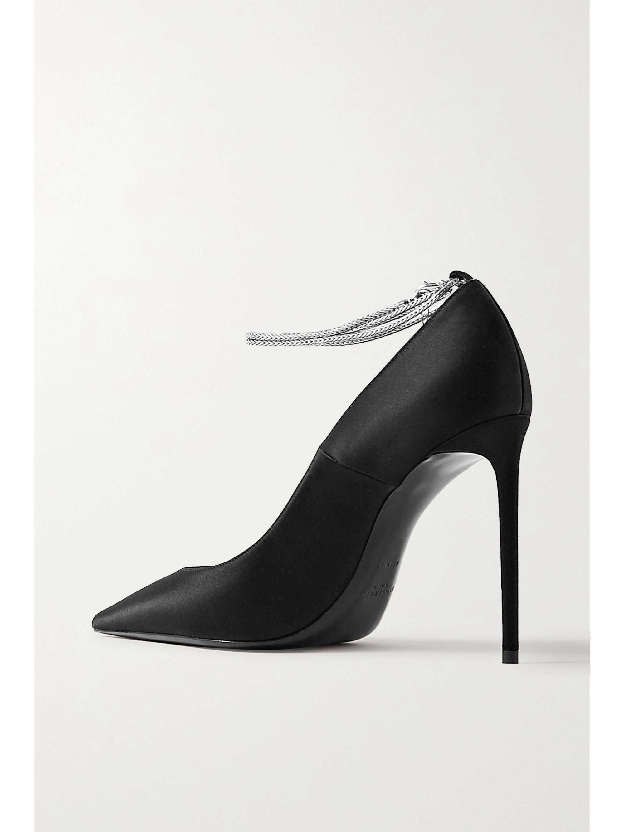 SAINT LAURENT Zoe chain-embellished satin pumps