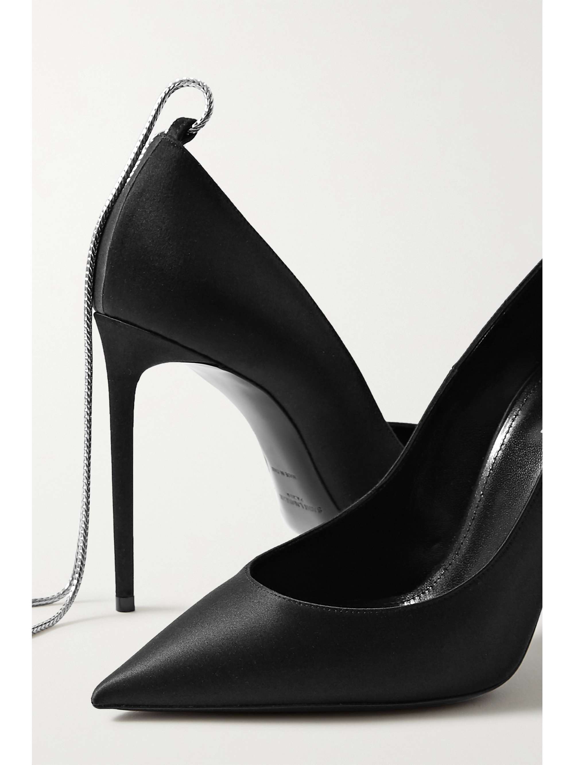 SAINT LAURENT Zoe chain-embellished satin pumps