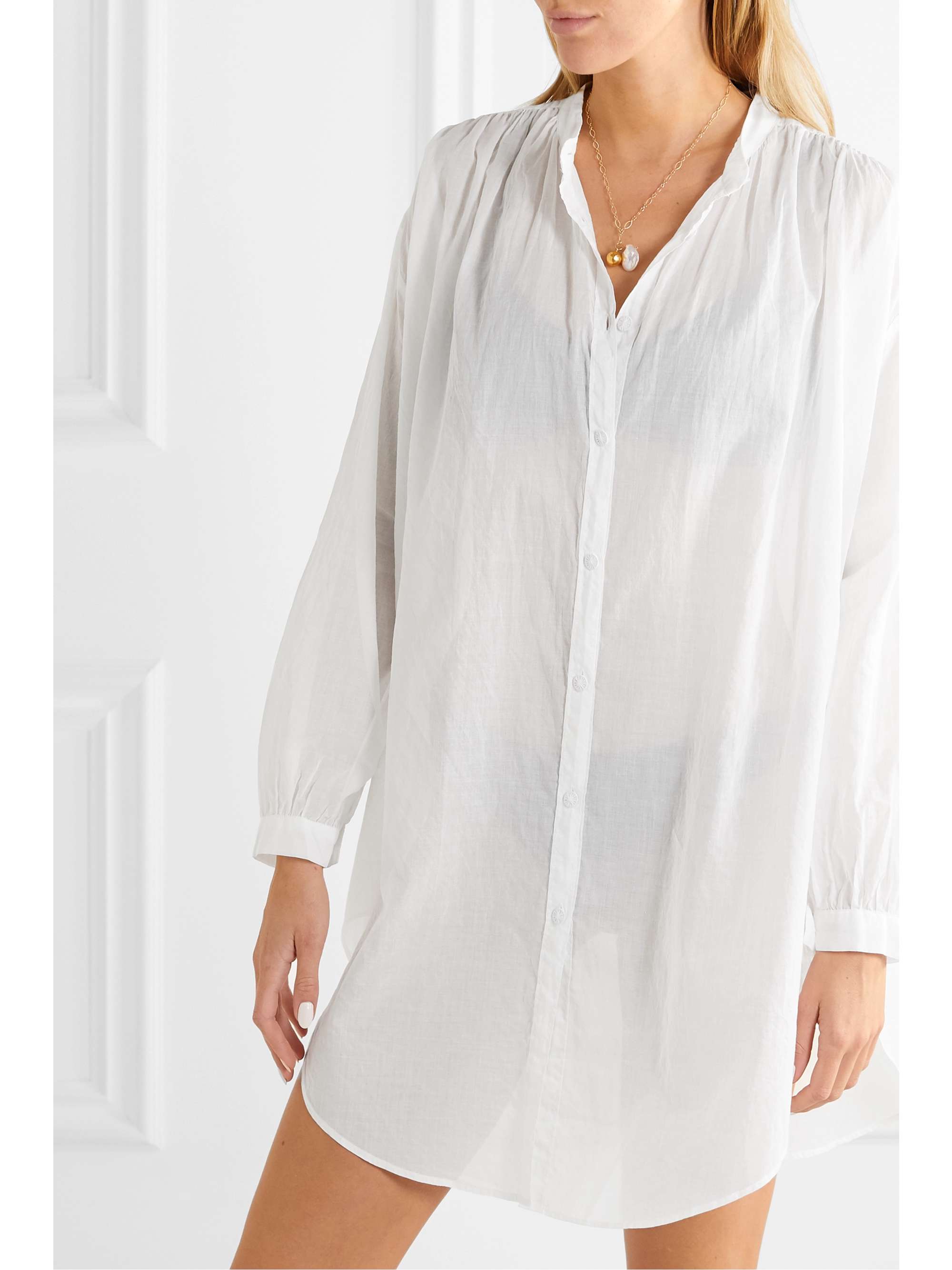 SKIN Brea oversized cotton-voile kaftan
