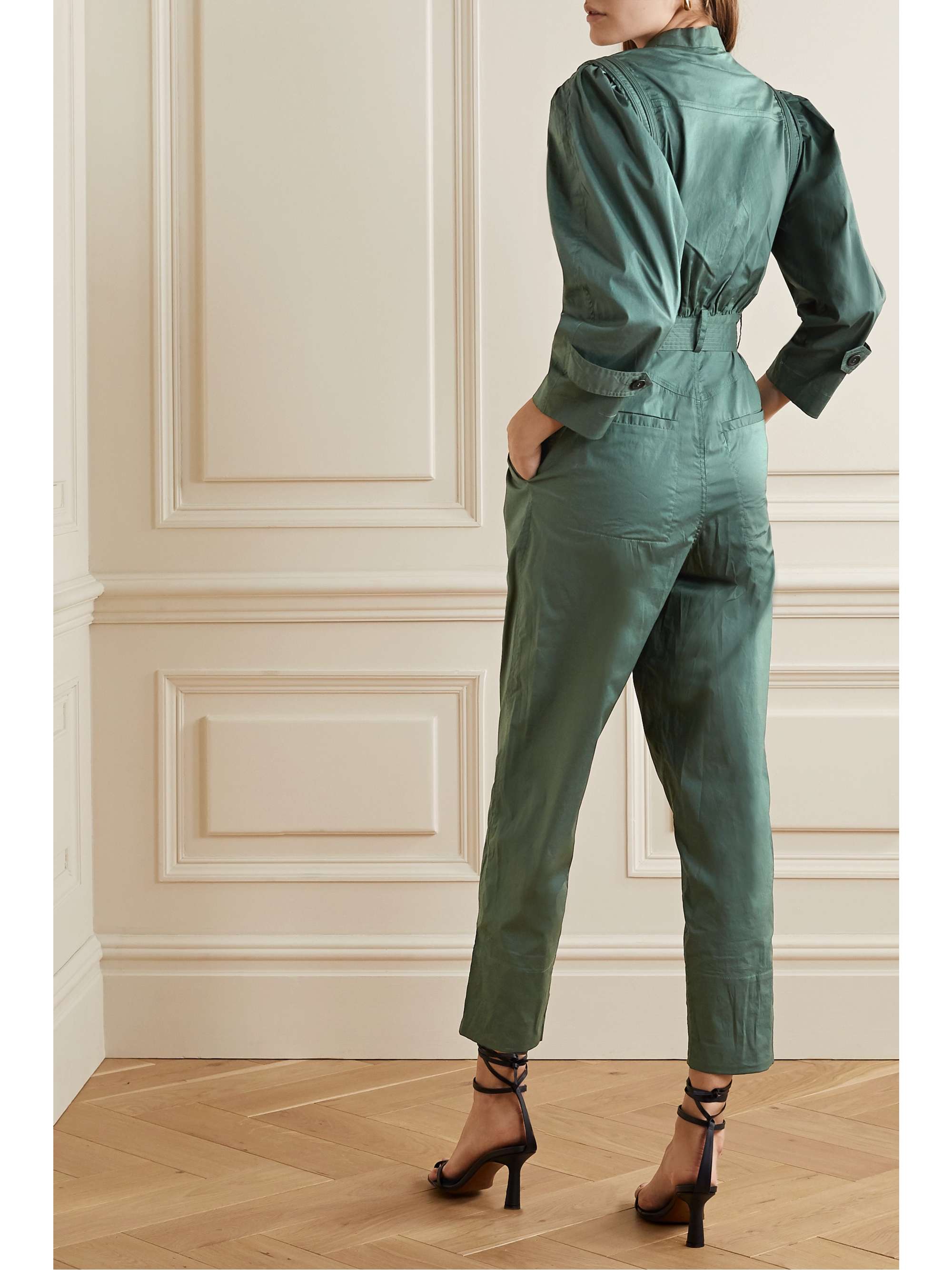 SEA Clara belted cotton-blend poplin jumpsuit