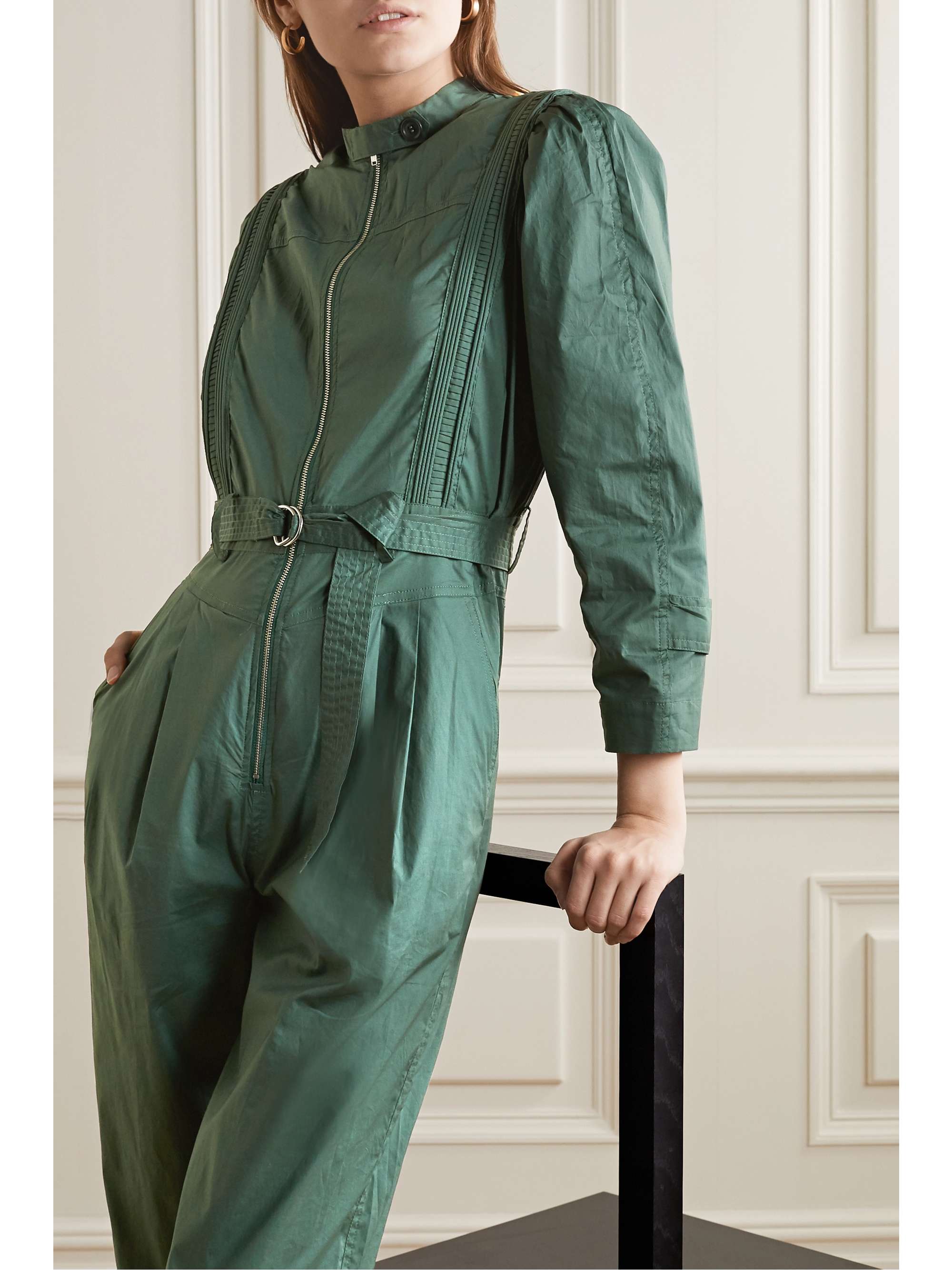 SEA Clara belted cotton-blend poplin jumpsuit