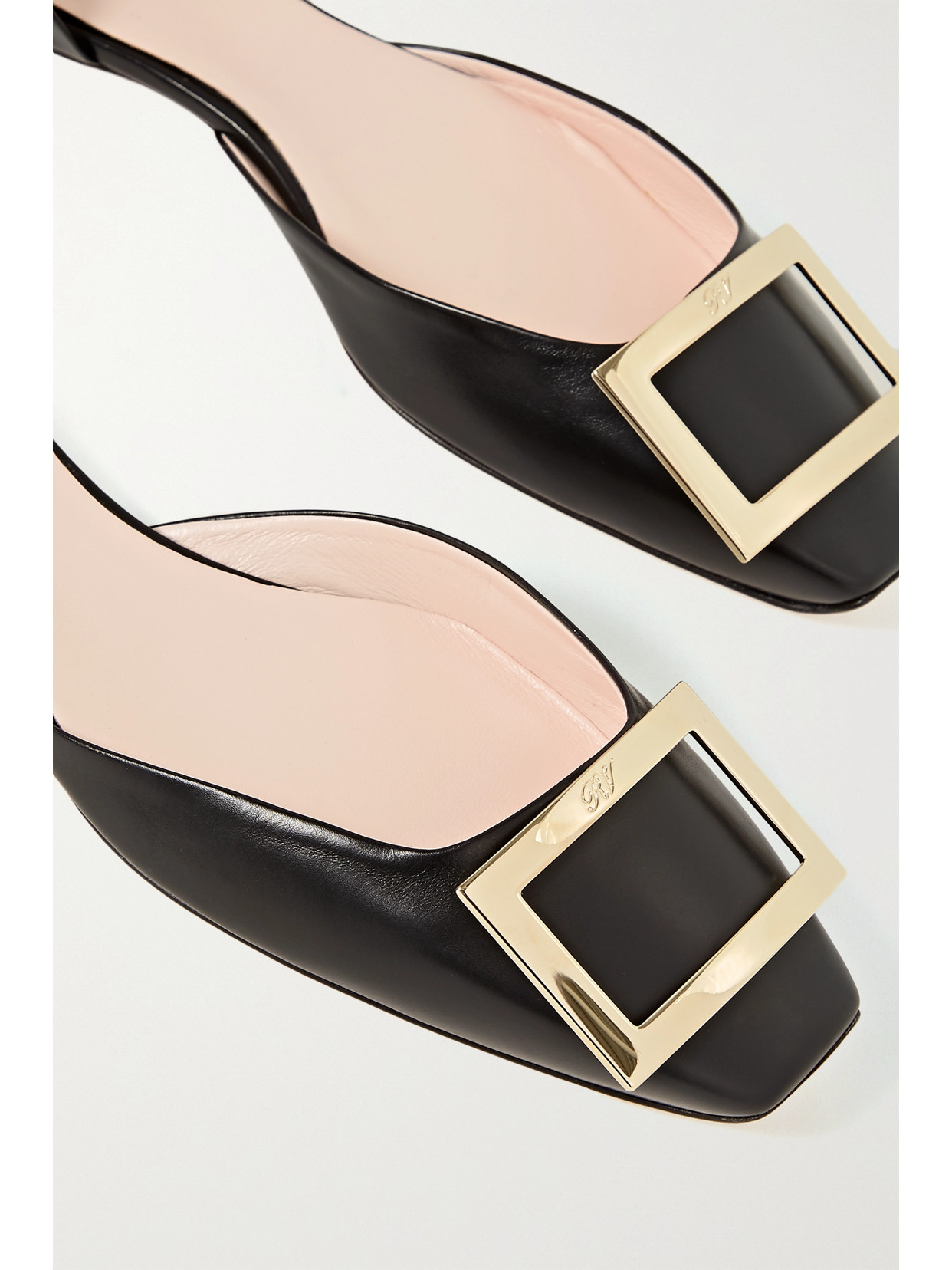 Roger Vivier Trompette D'orsay Leather Ballet Flats In Black