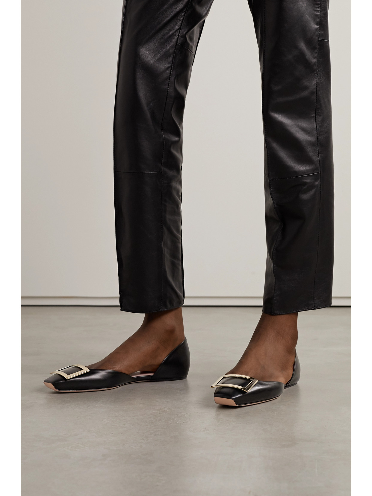 Roger Vivier Trompette D'orsay Leather Ballet Flats In Black