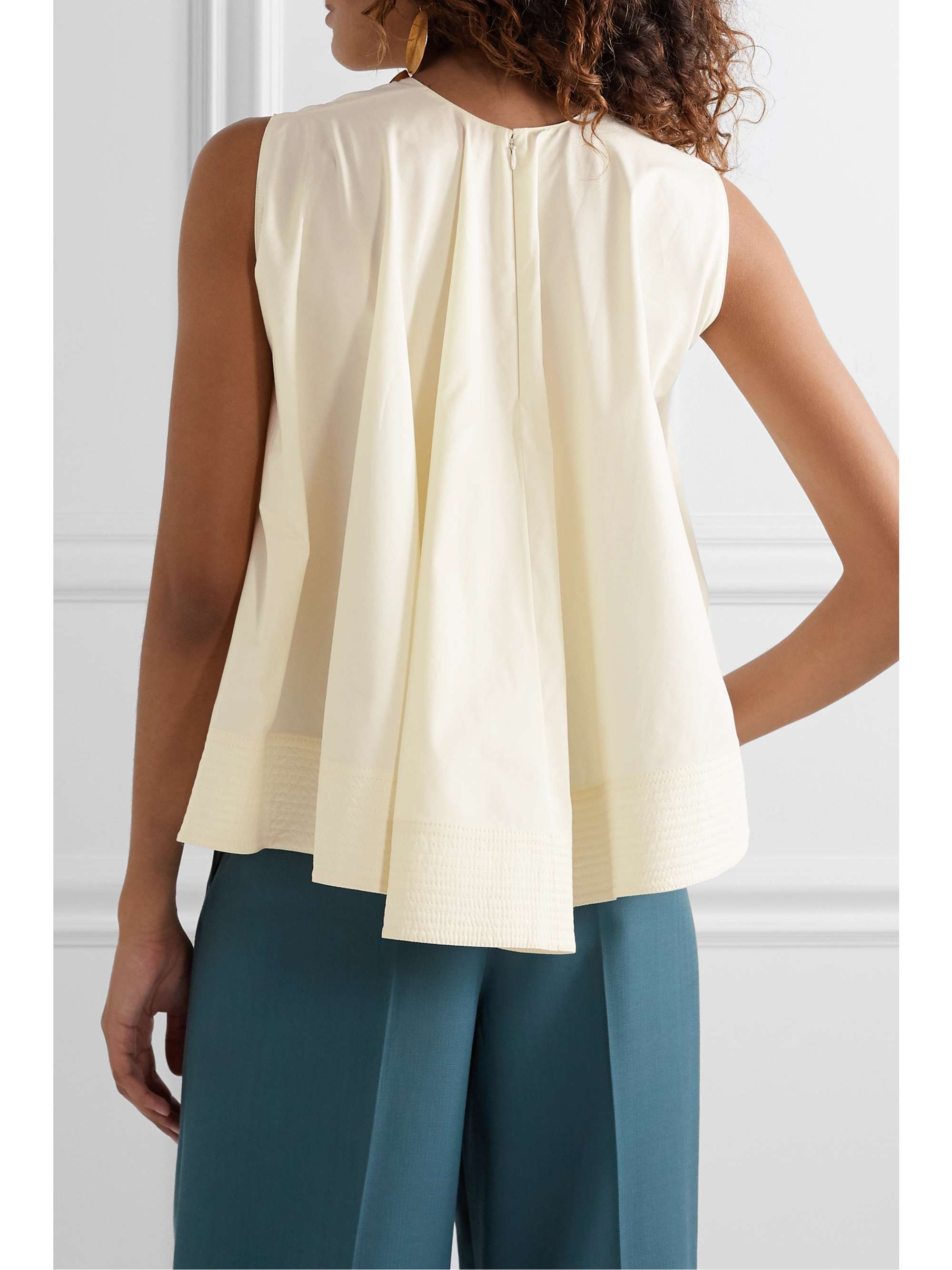 ROKSANDA Leya oversized pleated cotton-poplin top