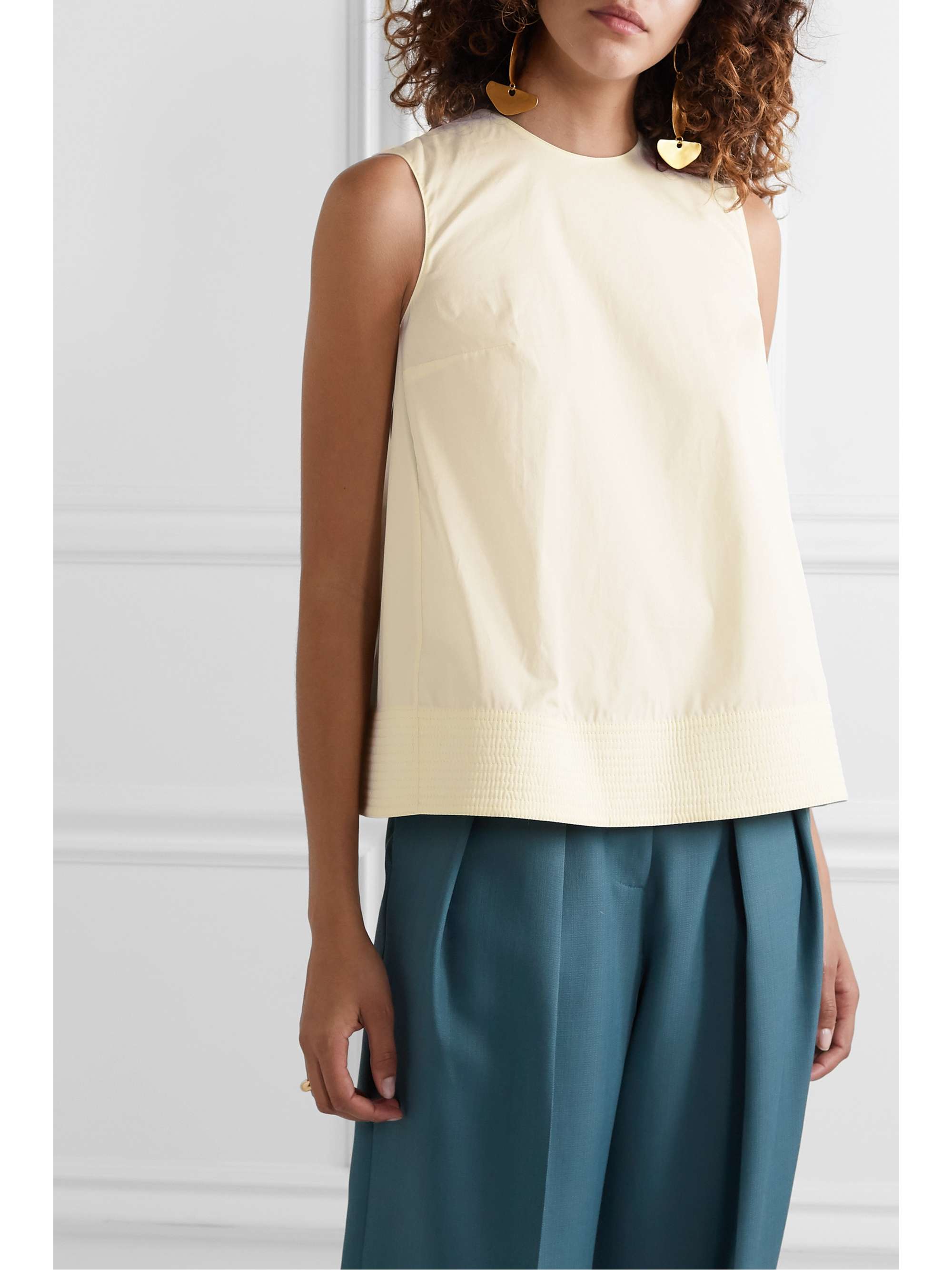 ROKSANDA Leya oversized pleated cotton-poplin top
