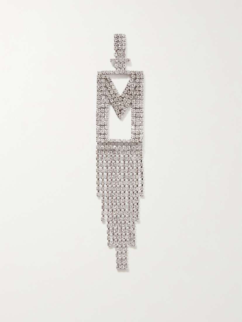 Retrofête Alphabet Rhodium-plated Crystal Single Earring