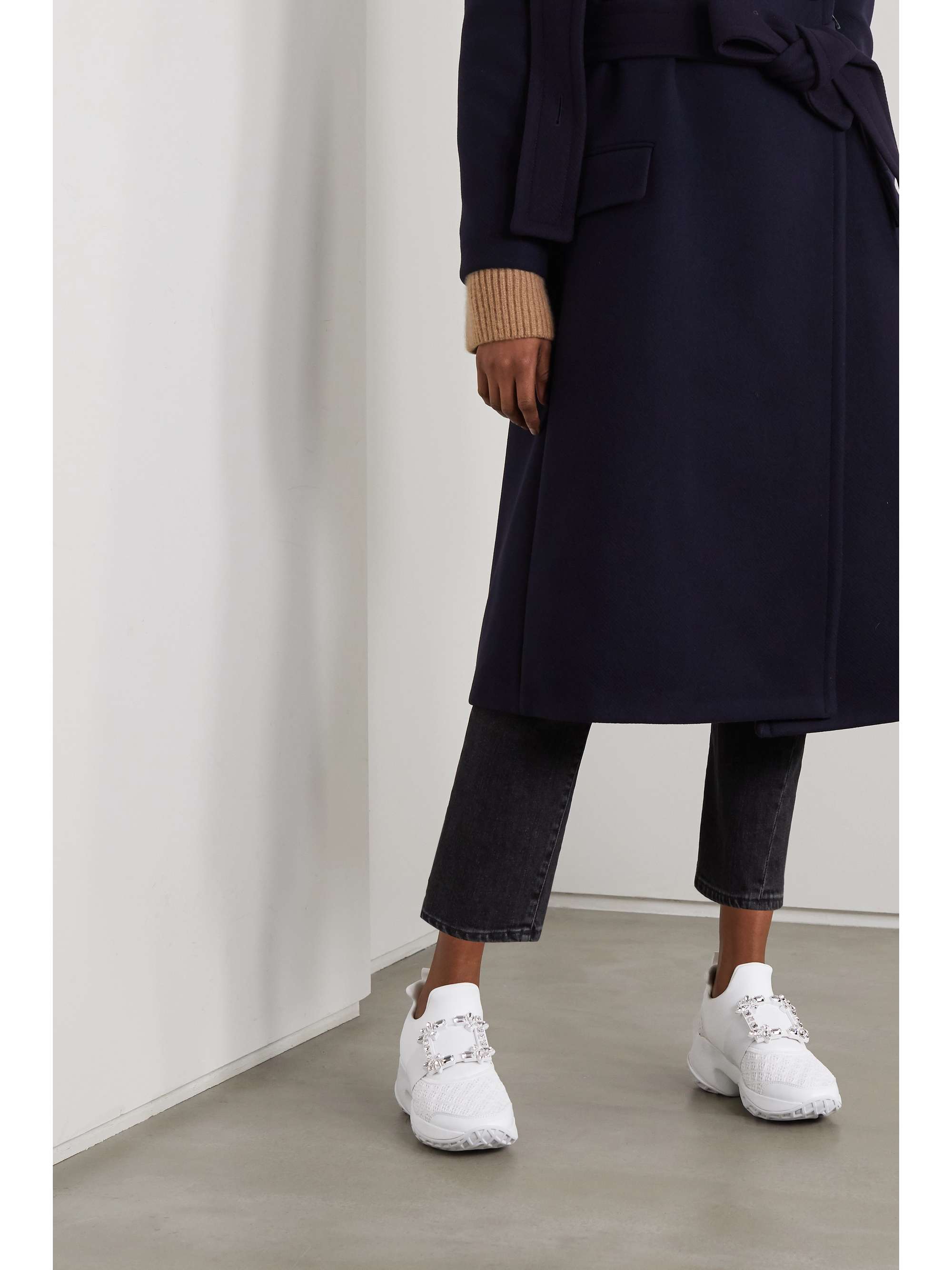 ROGER VIVIER Viv Run Slip-ons aus Mesh und Leder mit Kristallen