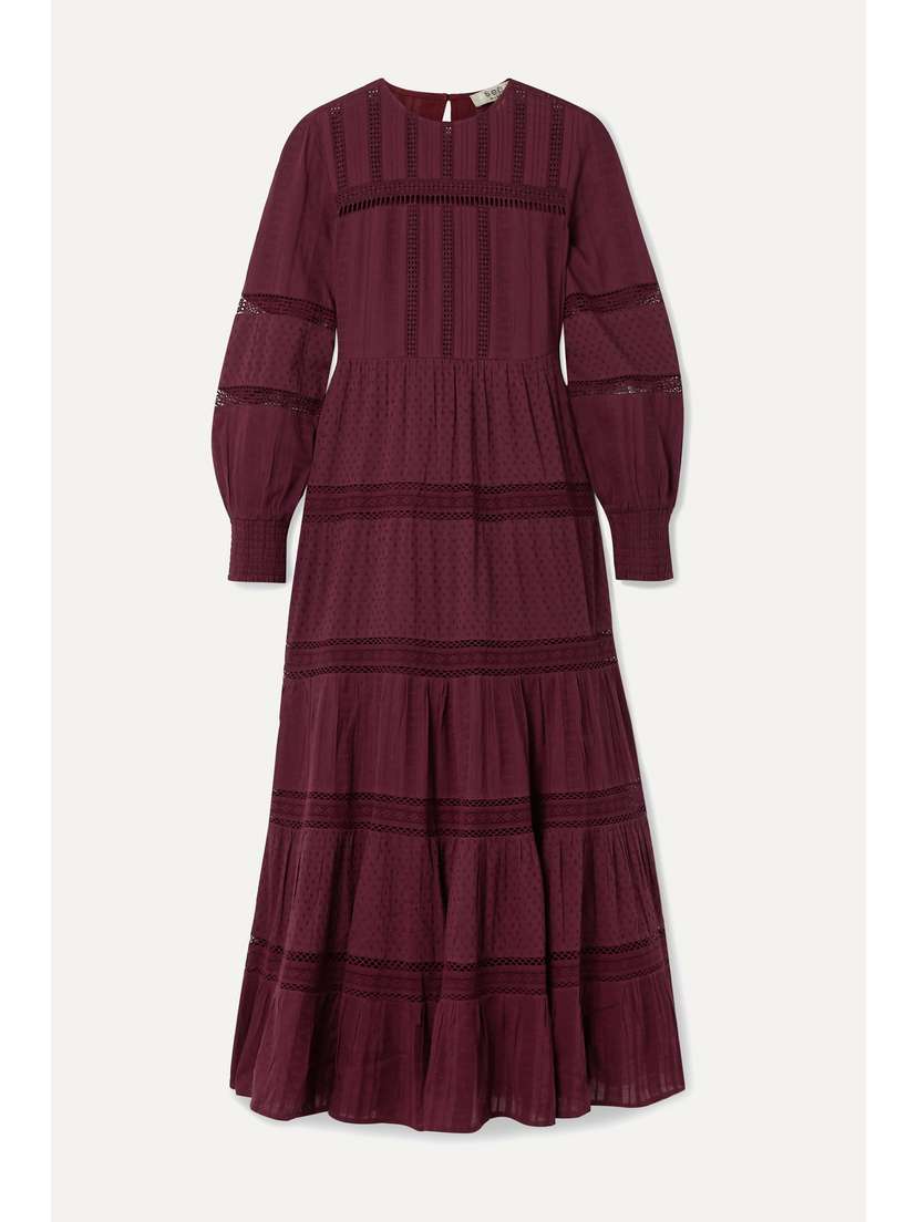 Sea Pascale Crochet-trimmed Embroidered Cotton-voile Maxi Dress
