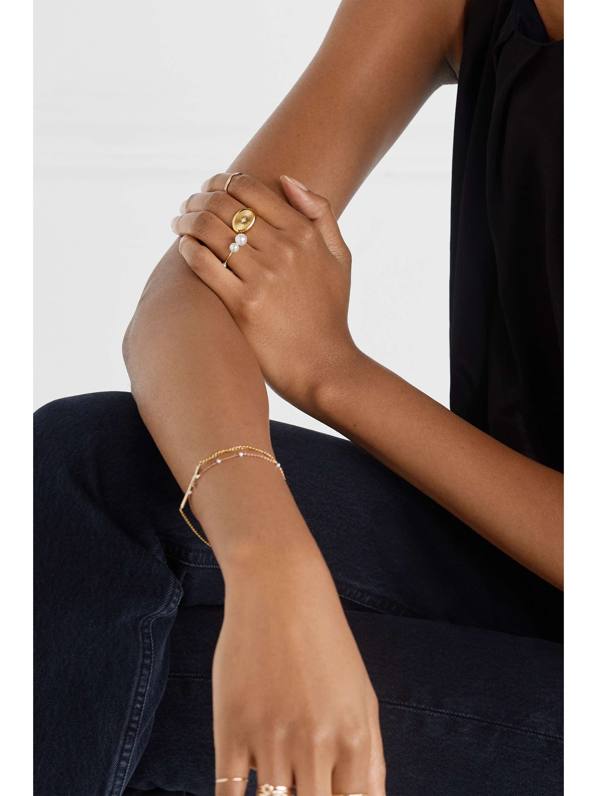 SARAH & SEBASTIAN Buoy 10-karat gold pearl ring