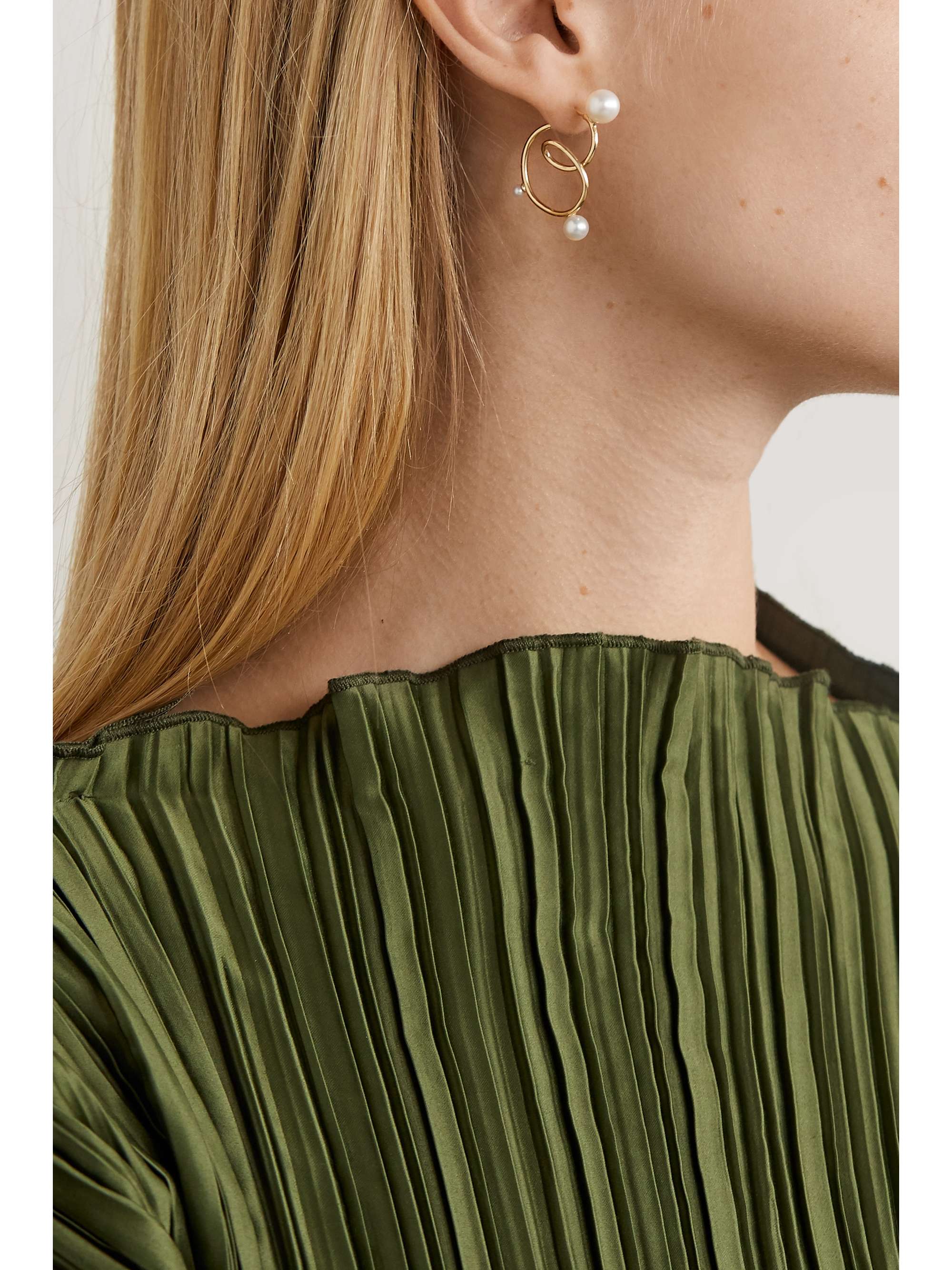 SARAH & SEBASTIAN Buoy 10-karat gold pearl earrings