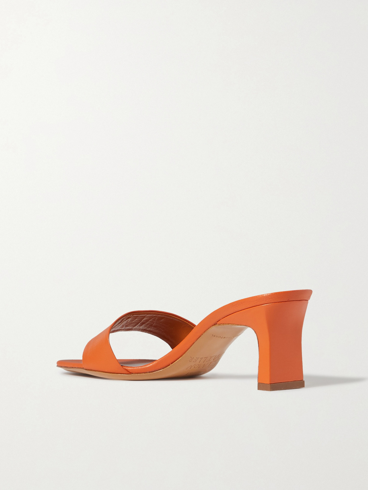 Simon Miller Solo Textured-leather Mules In Orange