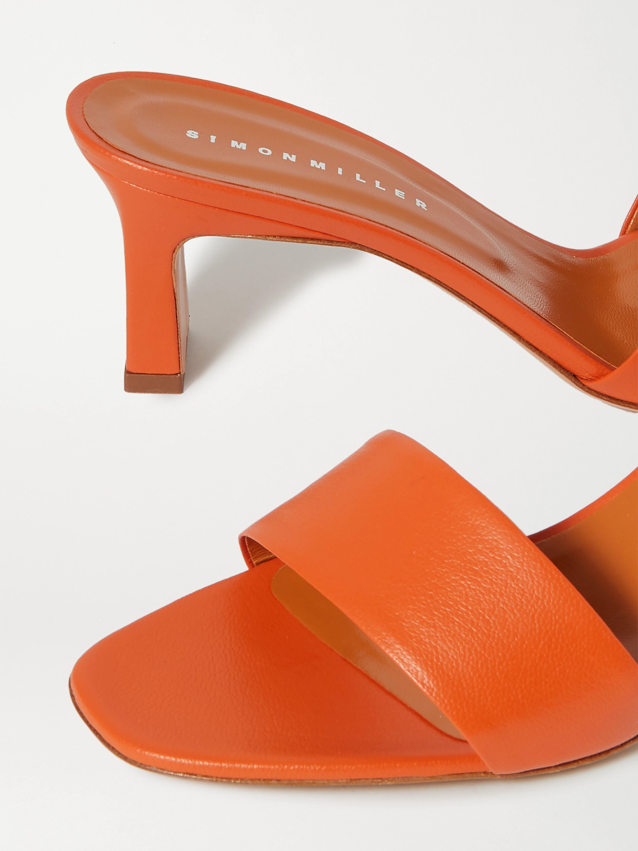 Simon Miller Solo Textured-leather Mules In Orange