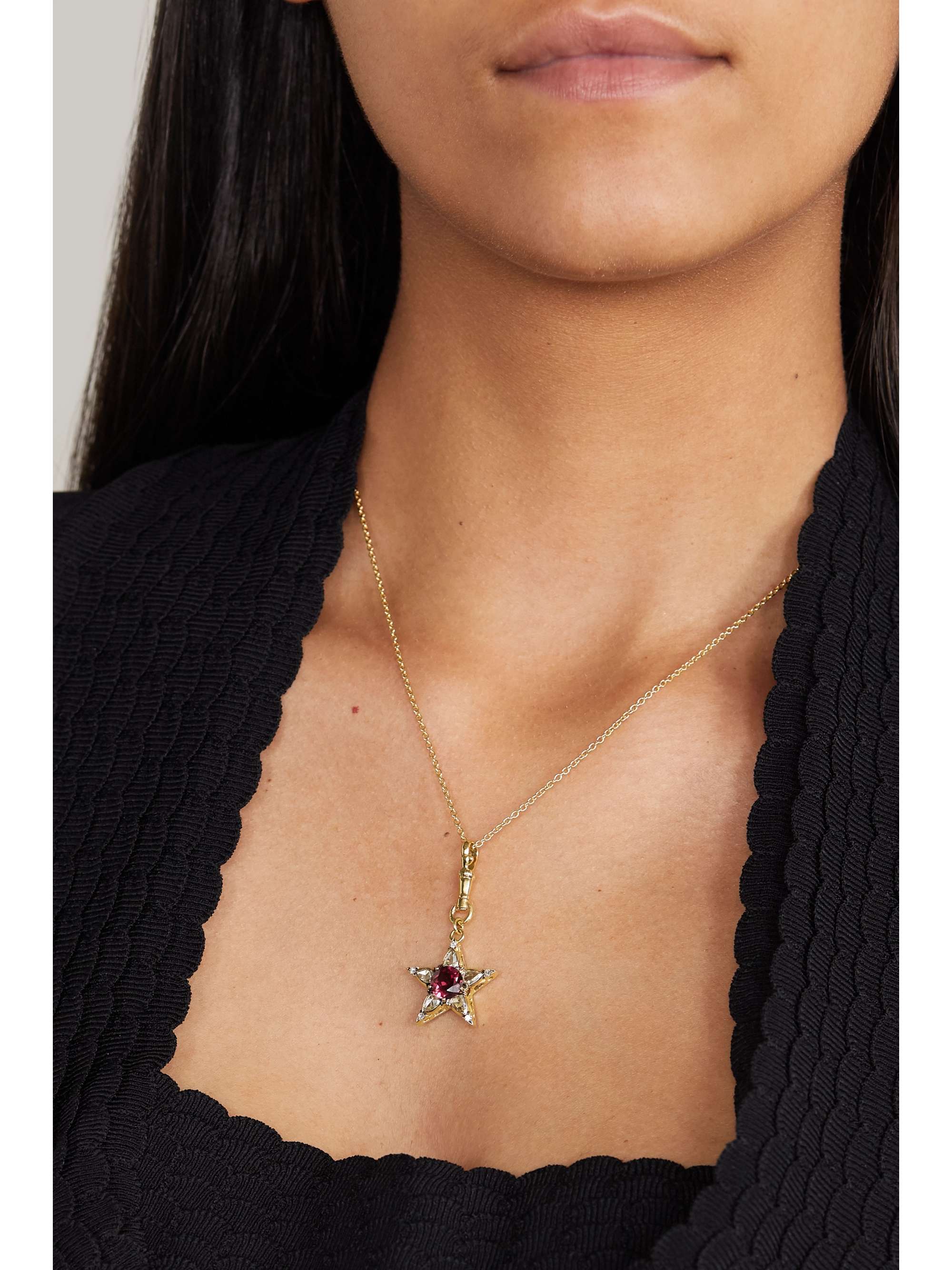 SELIM MOUZANNAR Istanbul Kette aus 18 Karat Gold mit Diamanten und Rhodolith