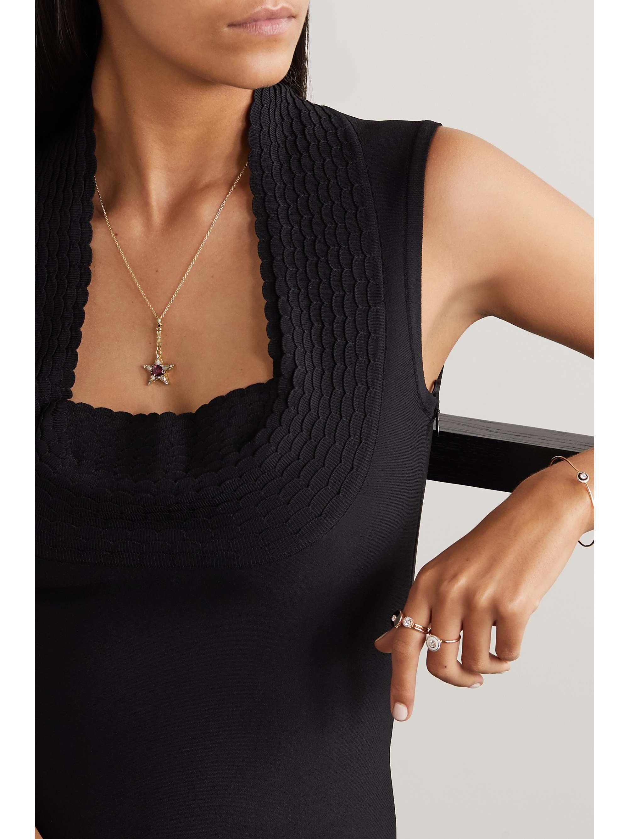 SELIM MOUZANNAR Istanbul Kette aus 18 Karat Gold mit Diamanten und Rhodolith