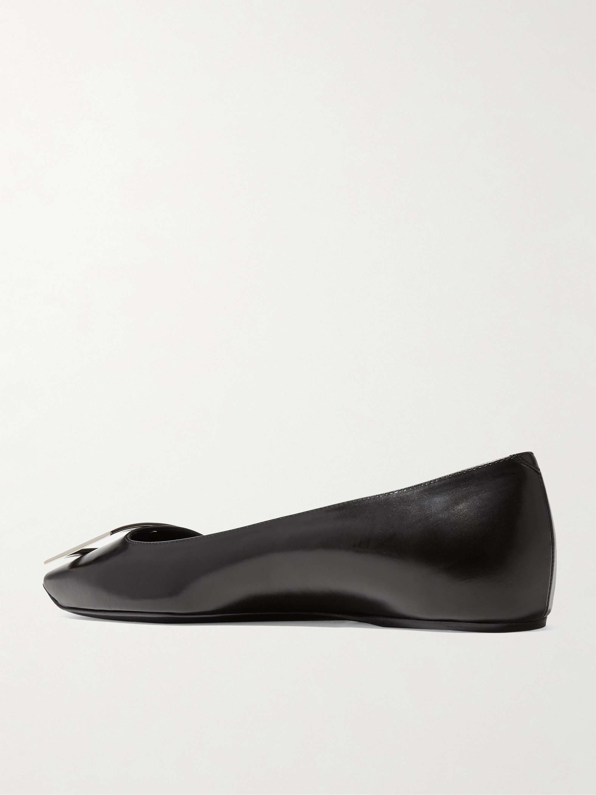 ROGER VIVIER Quadrata Trompette embellished leather ballet flats