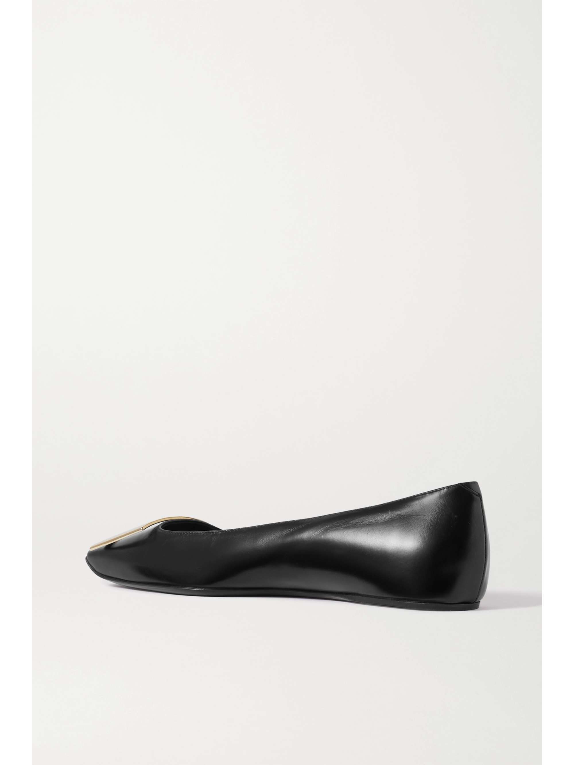 ROGER VIVIER Quadrata Trompette embellished leather ballet flats