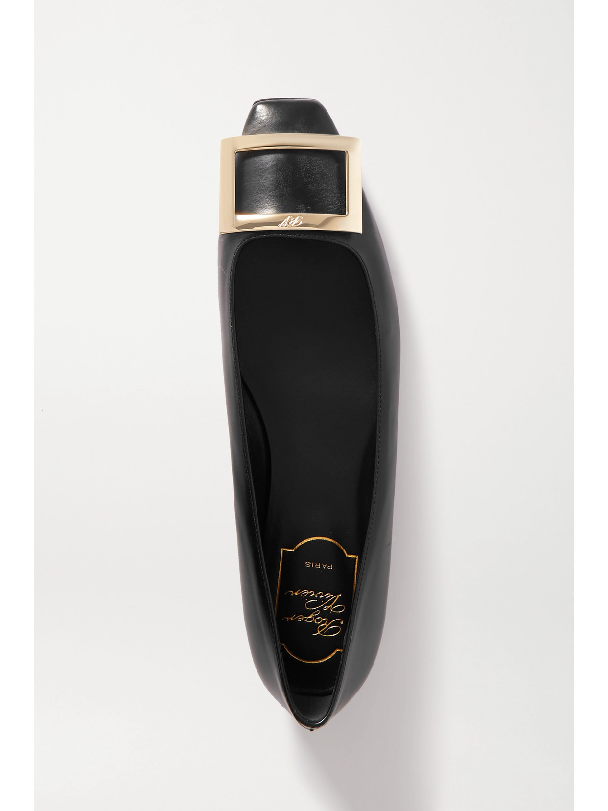 Roger Vivier Trompette Bellerine Glossed-leather Ballet Flats In Black