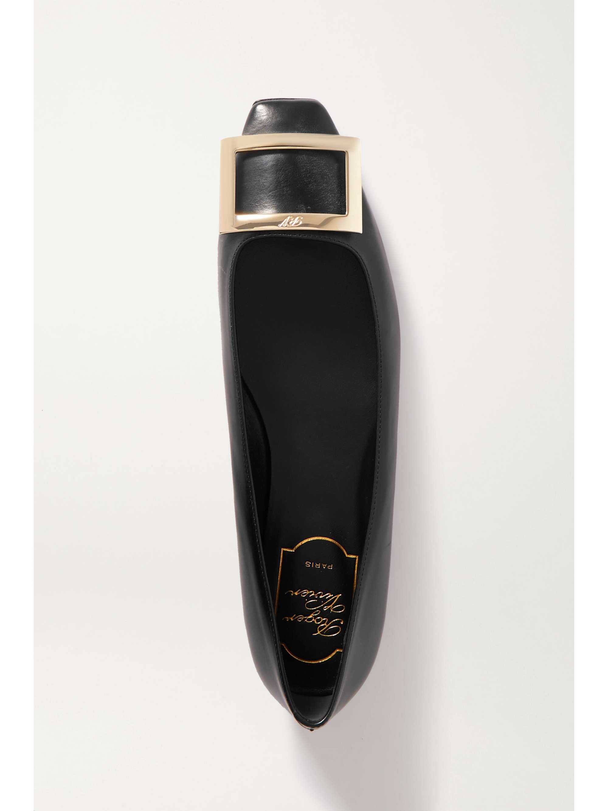 ROGER VIVIER Quadrata Trompette embellished leather ballet flats