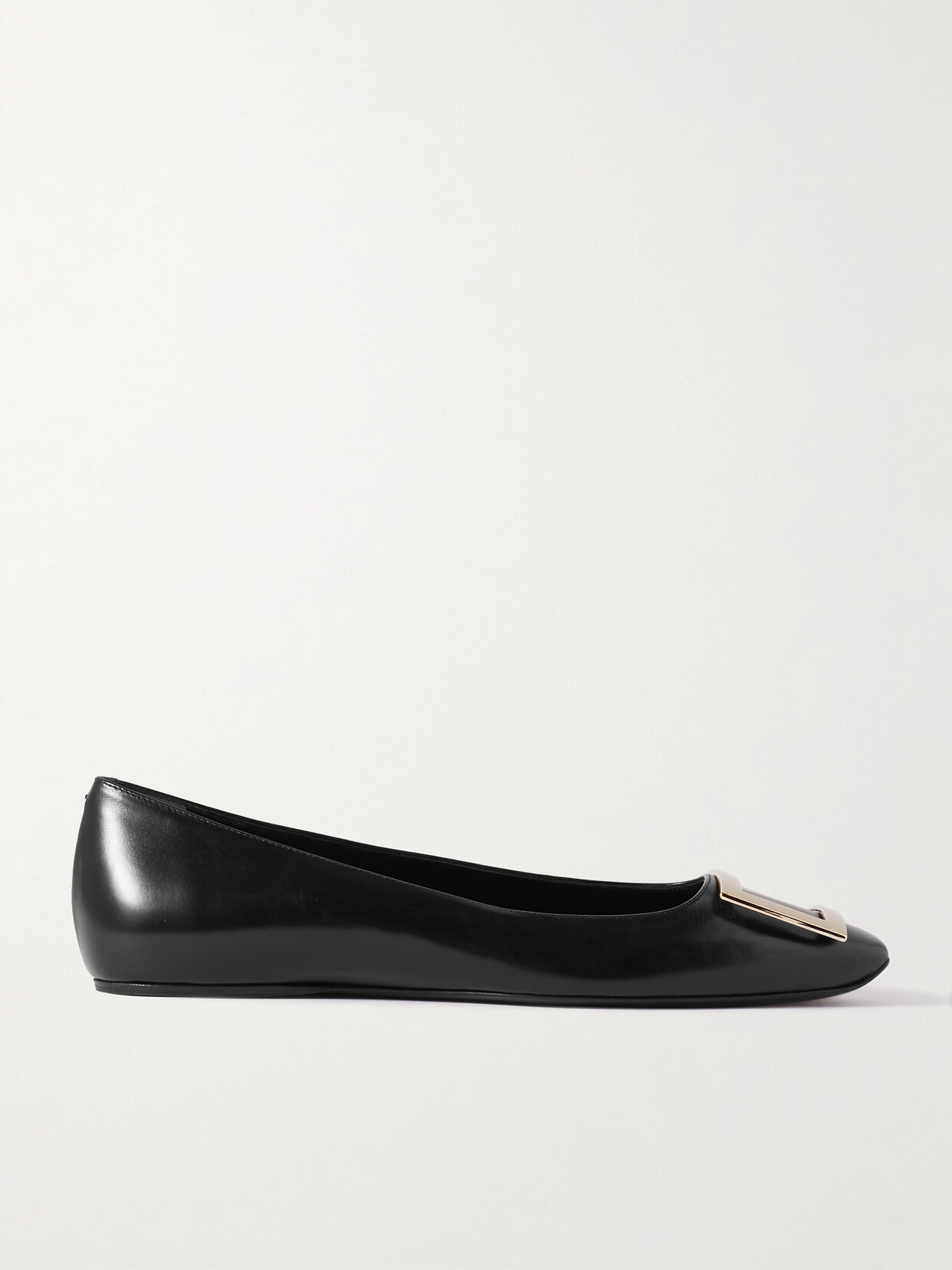 Roger Vivier Trompette Bellerine Glossed-leather Ballet Flats In Black