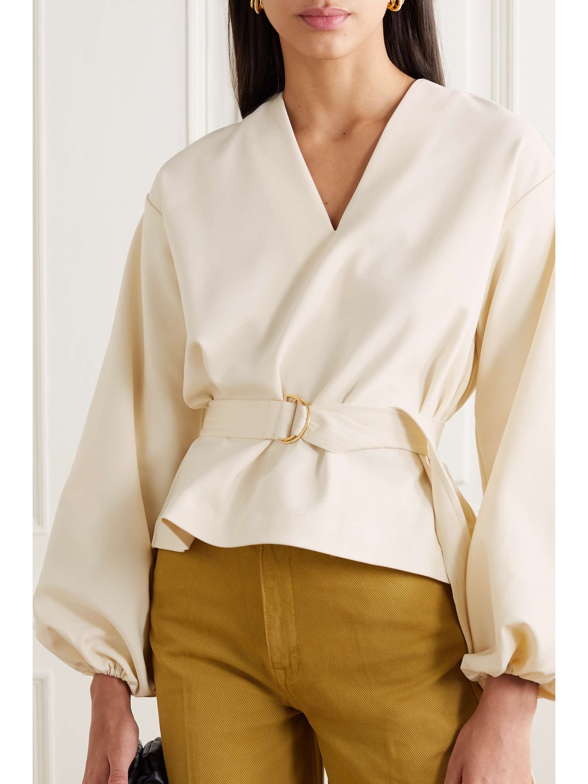 REMAIN BIRGER CHRISTENSEN Vivian belted stretch cotton-blend blouse