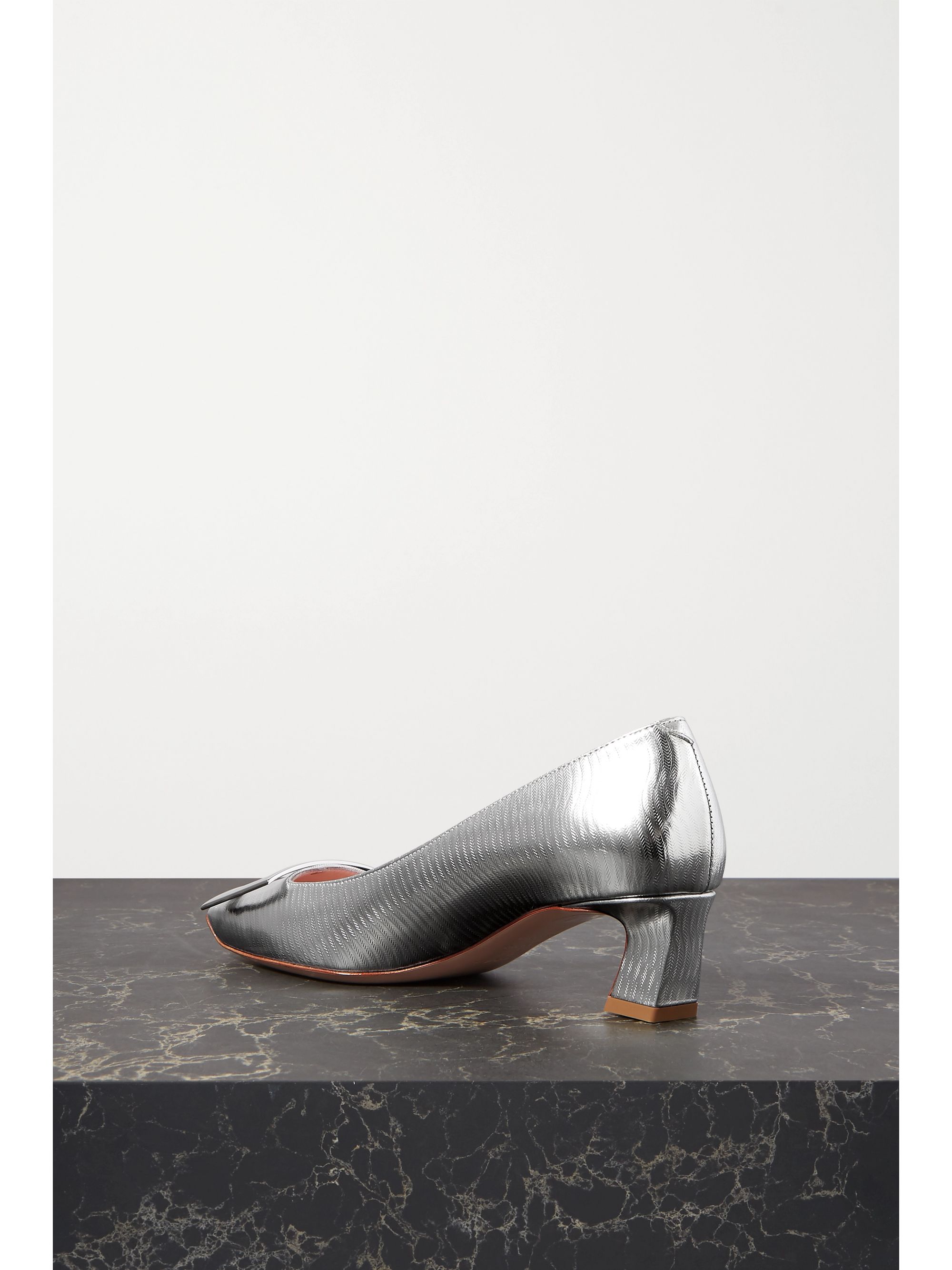 roger vivier silver pumps
