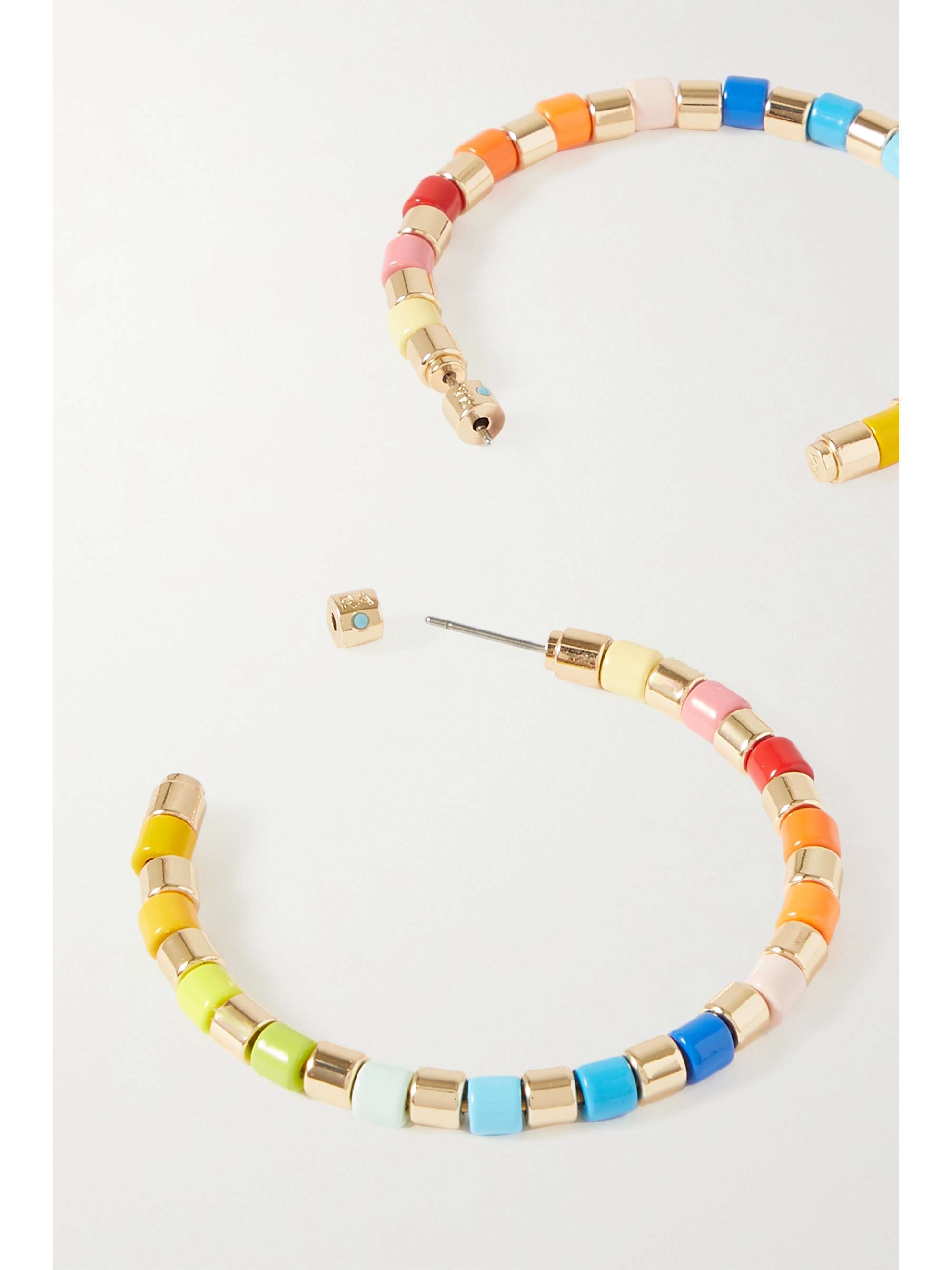 ROXANNE ASSOULIN U-Tube gold-tone and enamel hoop earrings