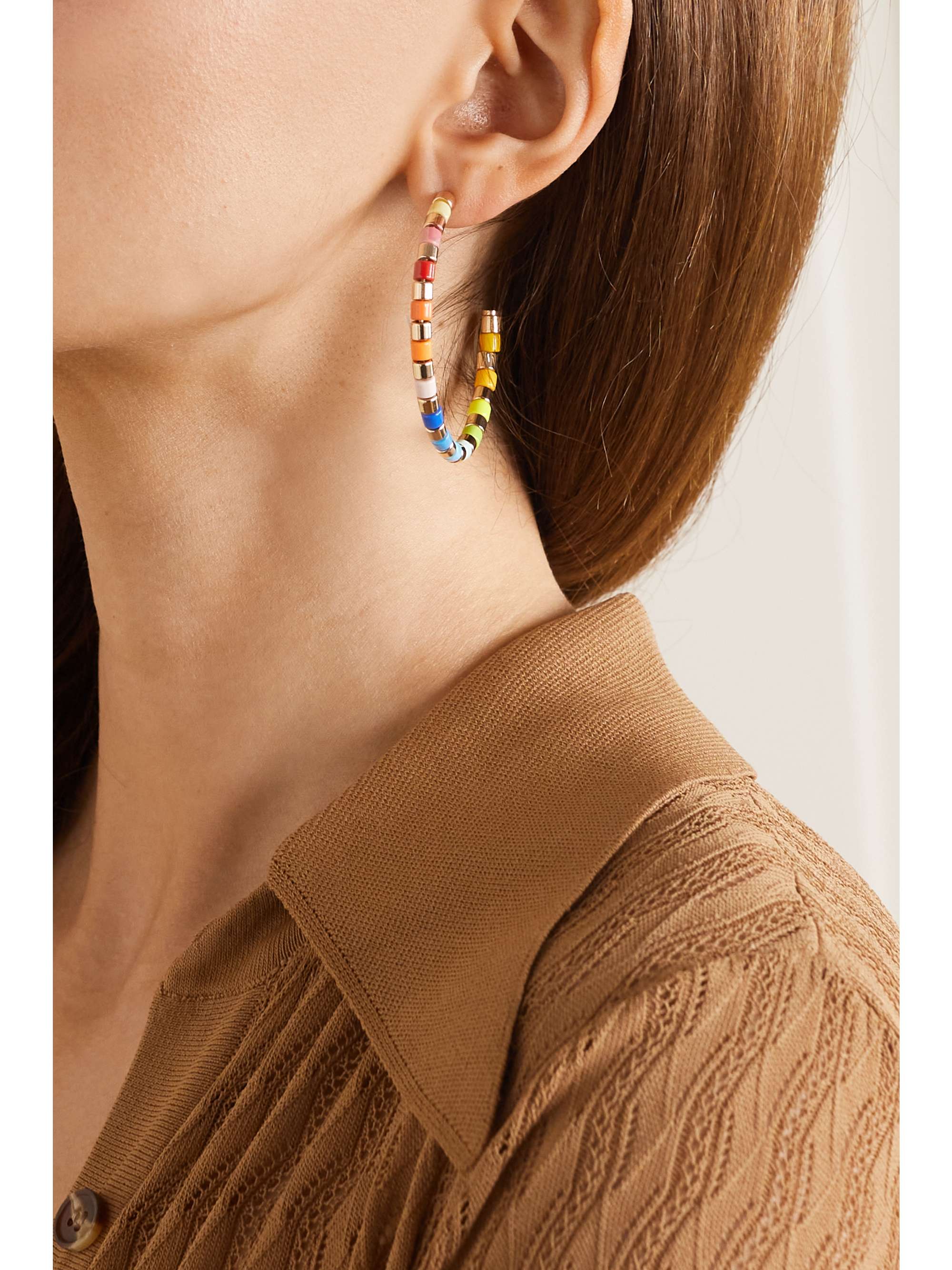 ROXANNE ASSOULIN U-Tube gold-tone and enamel hoop earrings