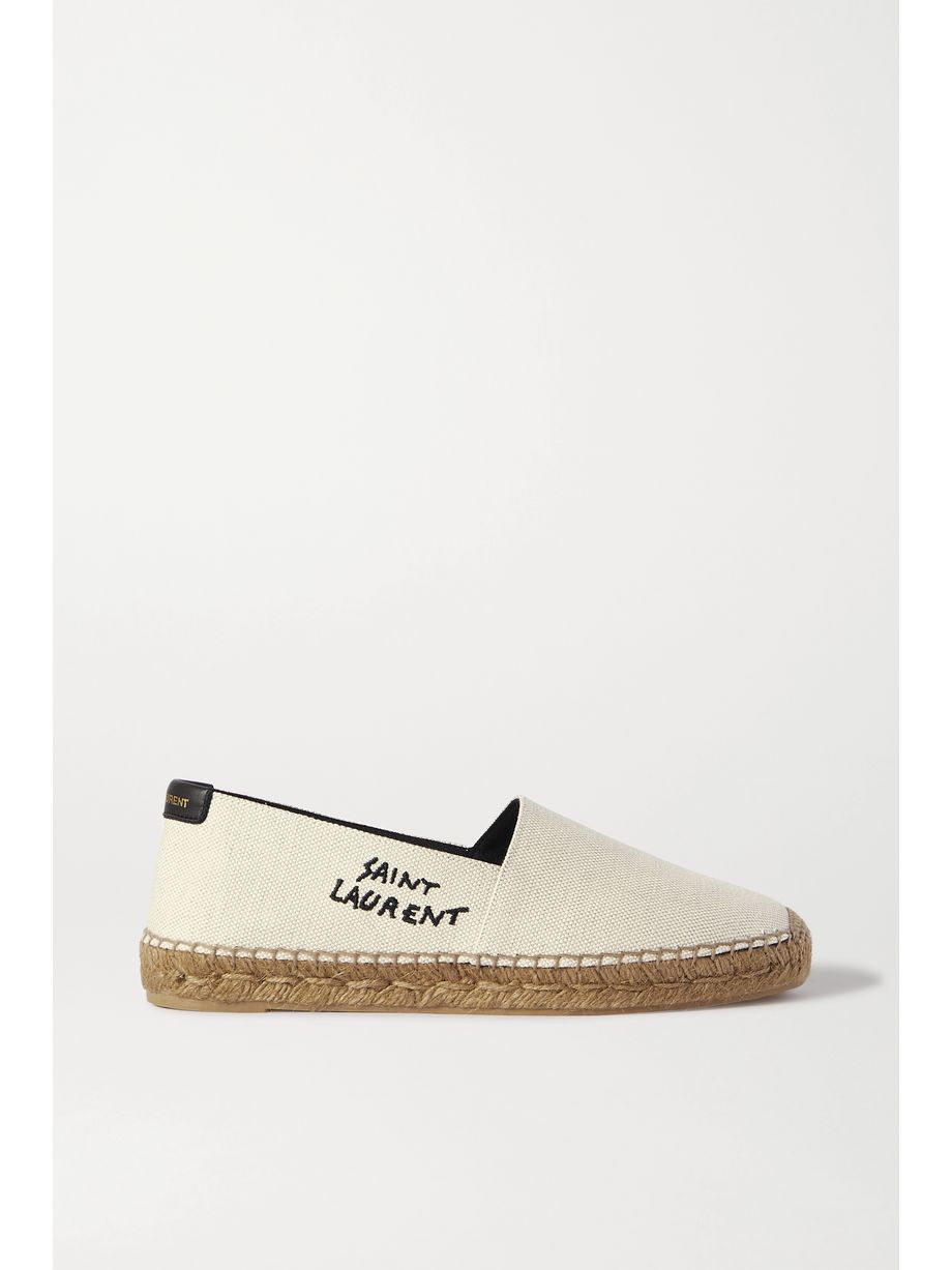 saint laurent logo embroidered canvas espadrilles