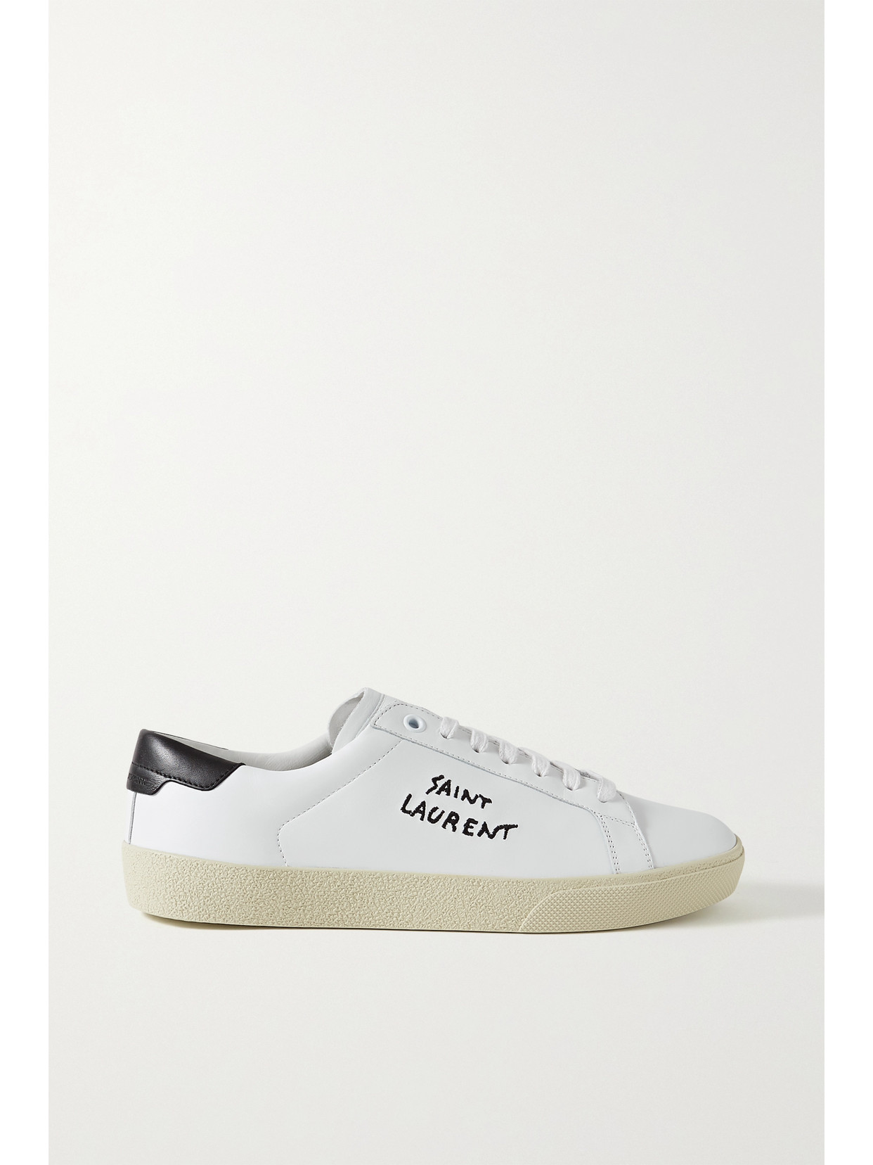 Saint Laurent Court Classic Logo-embroidered Leather Sneakers In White