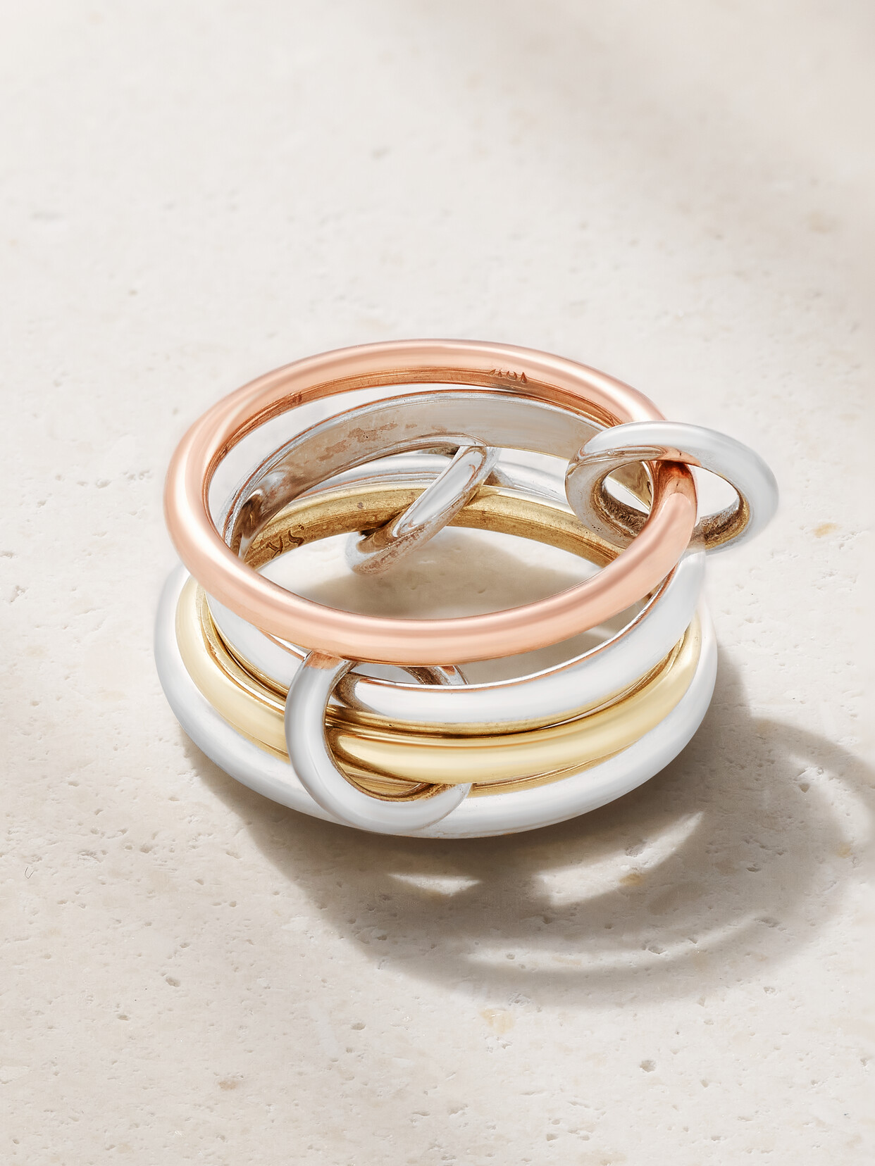 Spinelli Kilcollin Hyacinth Set Of Four 18-karat Yellow And Rose Gold And Sterling Silver Rings