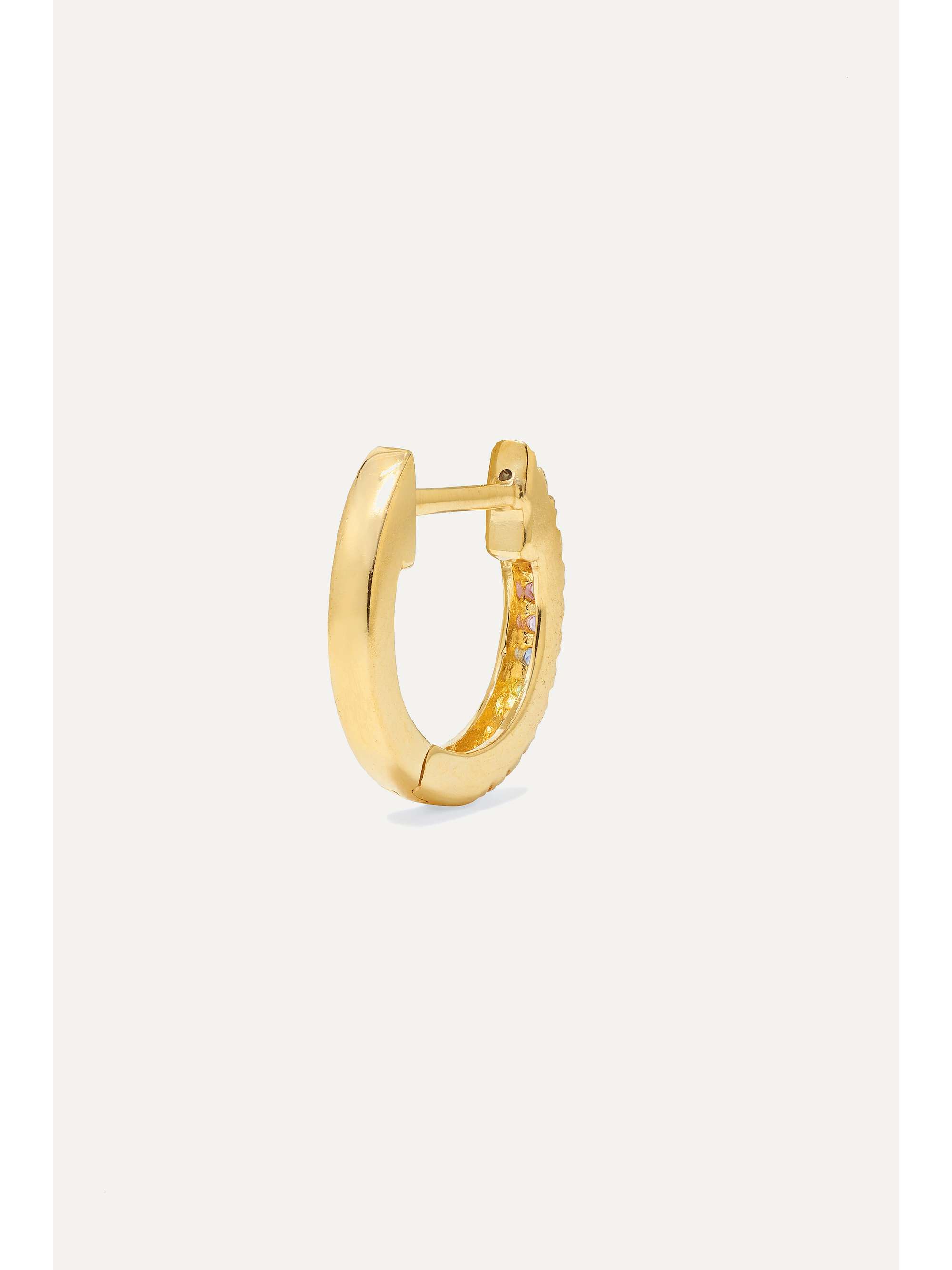 STONE AND STRAND Gold sapphire hoop earrings