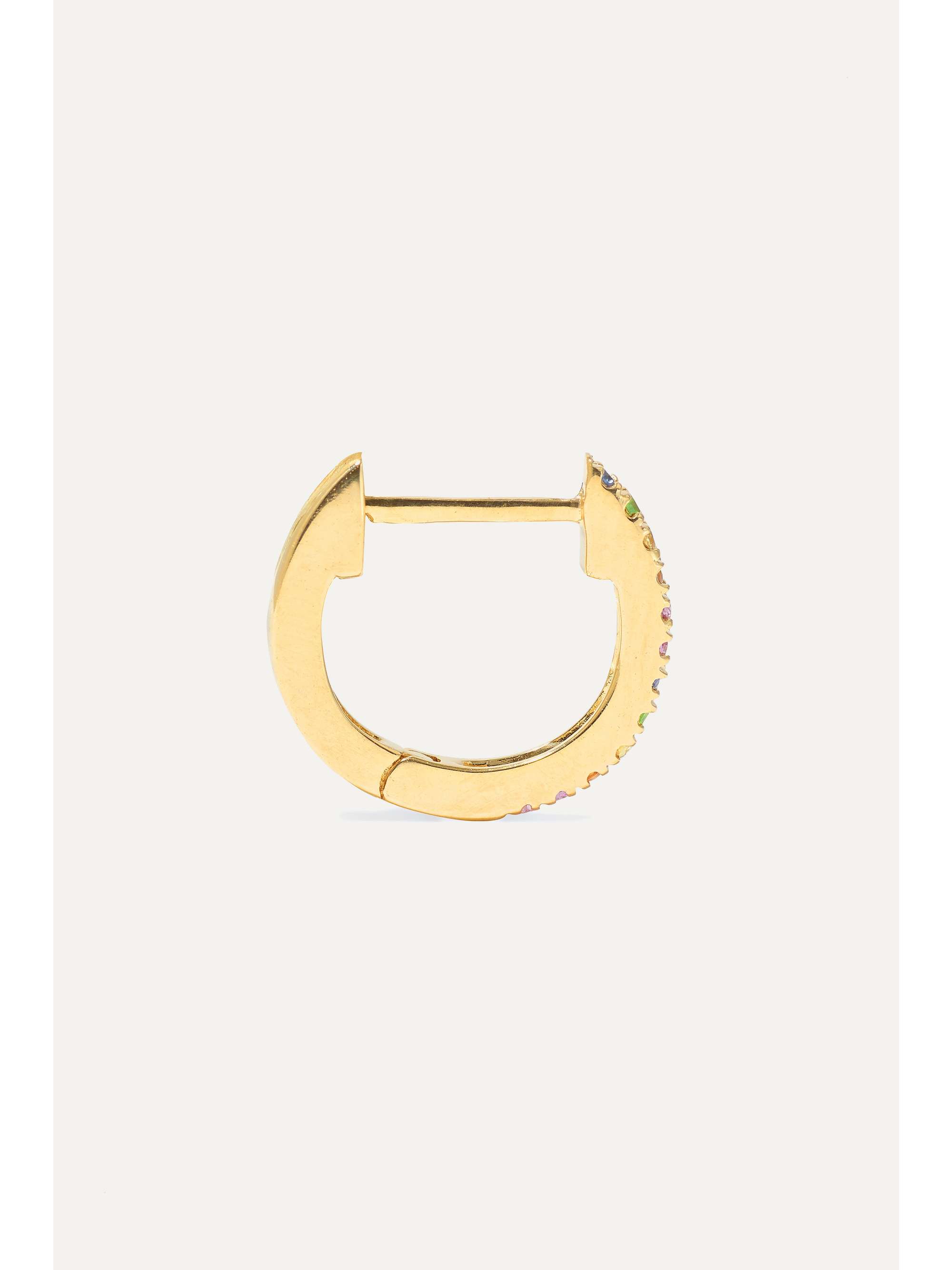 STONE AND STRAND Gold sapphire hoop earrings