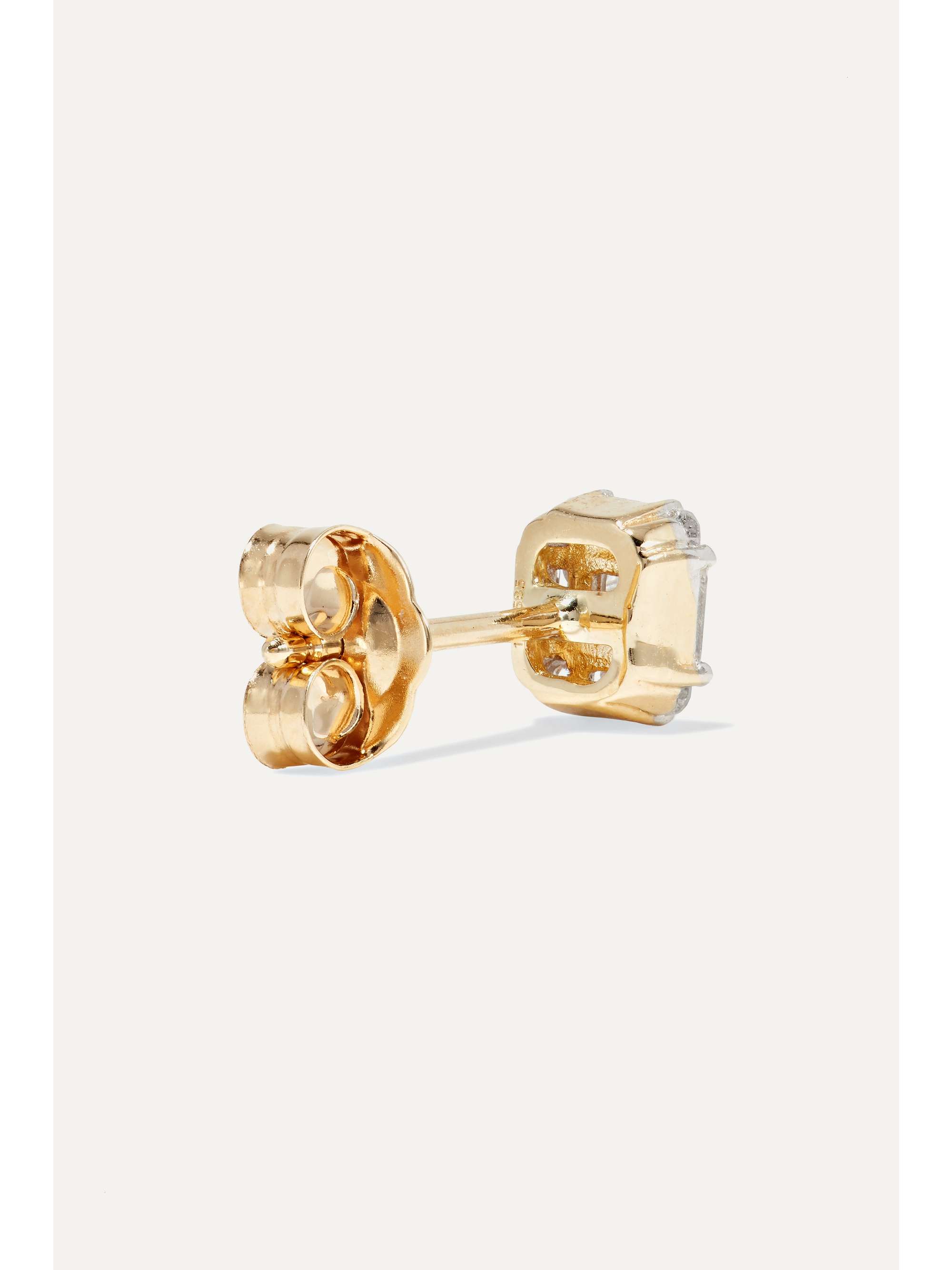 STONE AND STRAND Shield of Strength gold diamond earrings