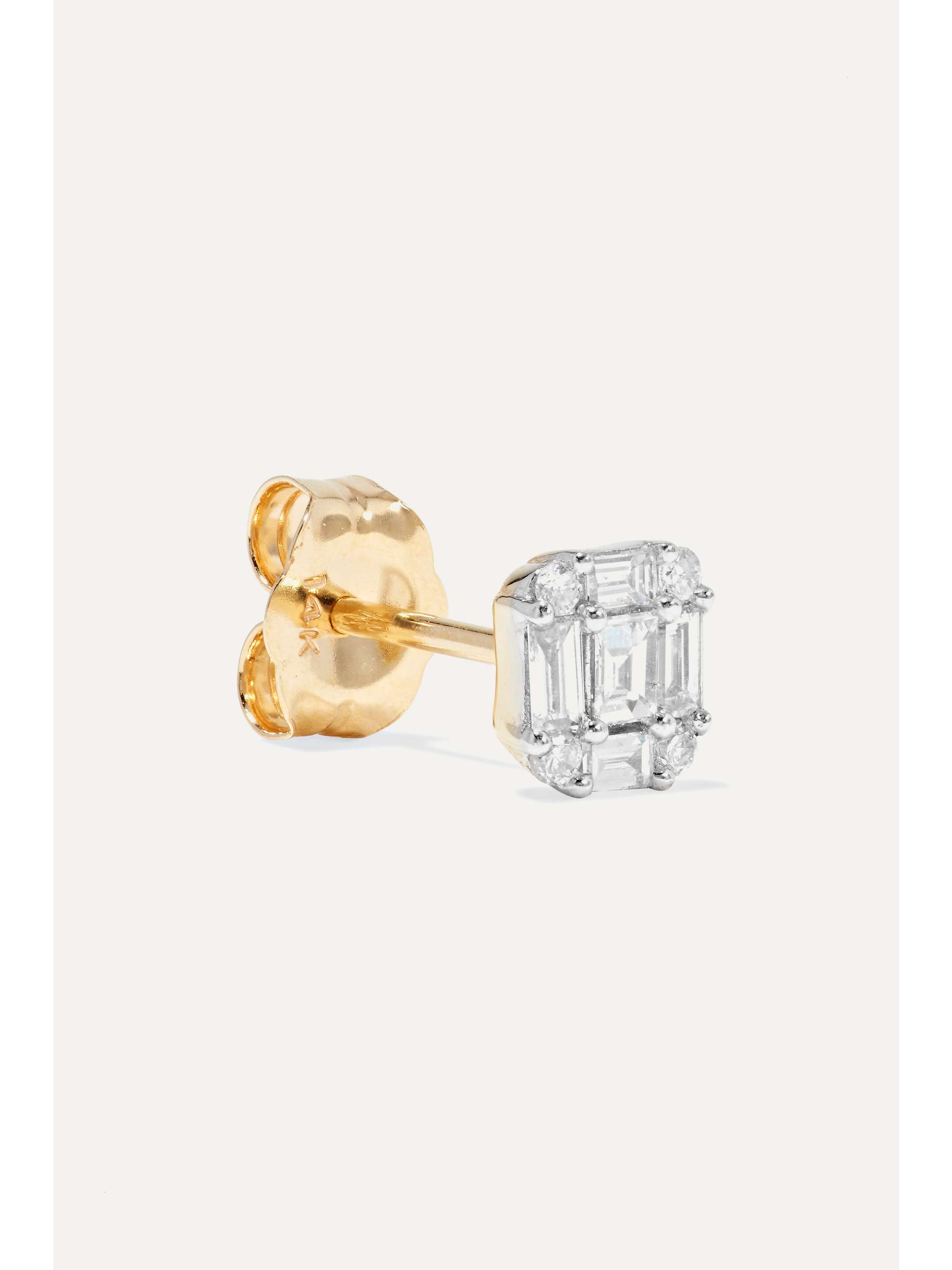 STONE AND STRAND Shield of Strength gold diamond earrings